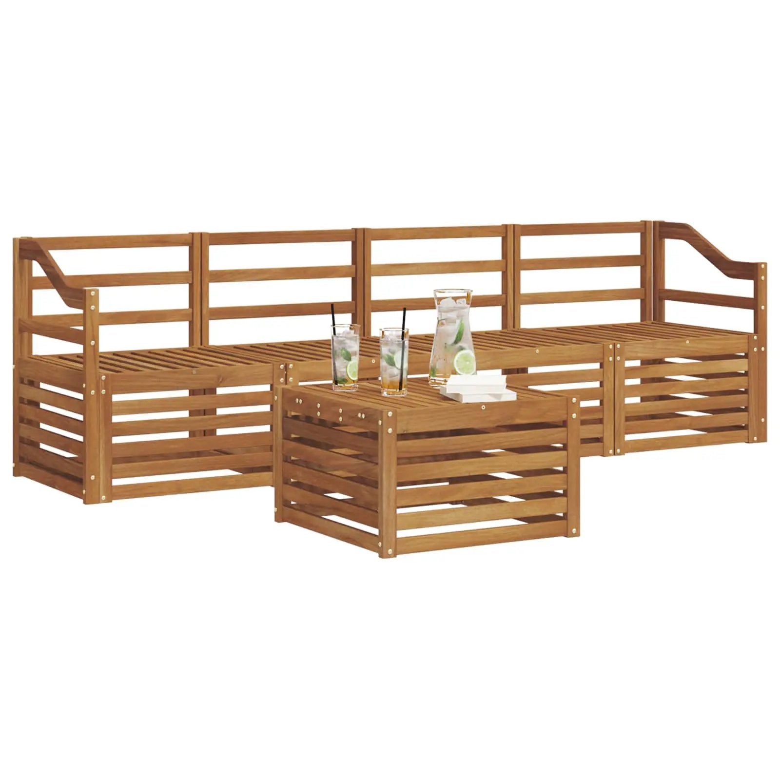 vidaXL vidaXL Sofa Sets 5 pcs Natural Solid Acacia Wood - Garden Sofa Sets
