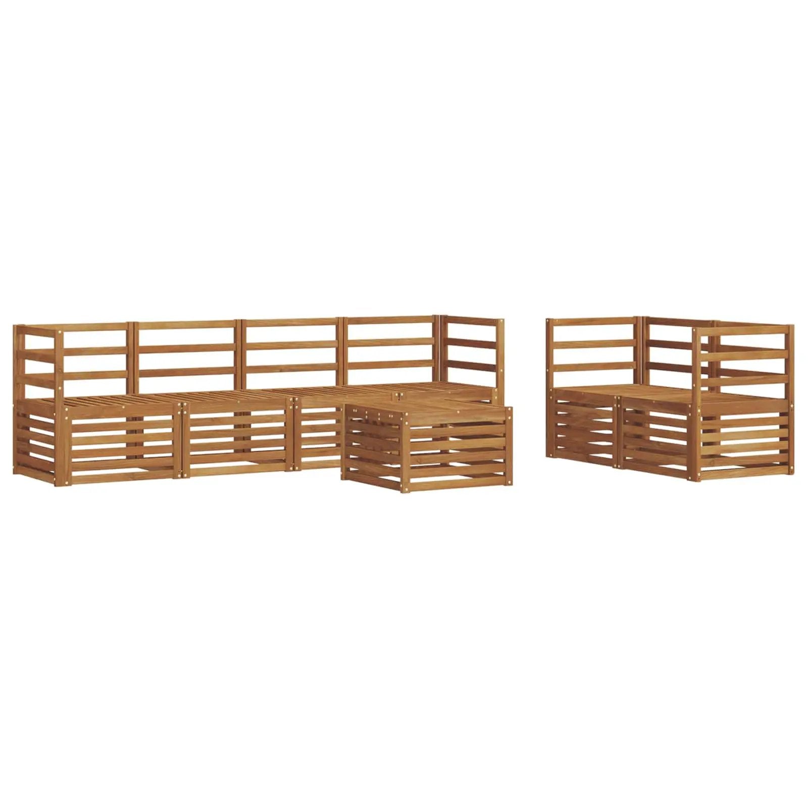 vidaXL vidaXL Outdoor Sofa Set 7 pcs Natural Solid Acacia Wood - Garden Sofa Sets