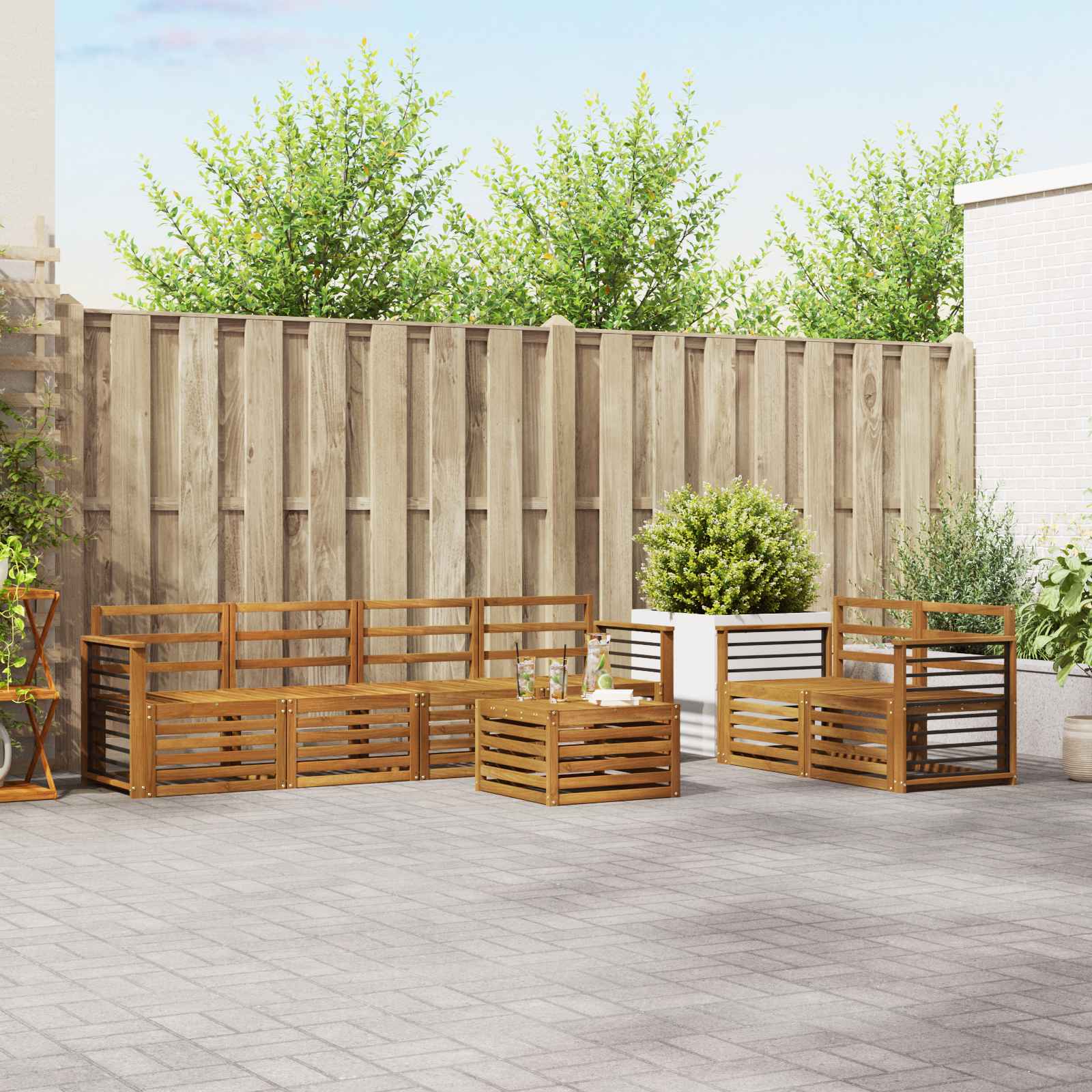 vidaXL vidaXL Sofa Sets 7 pcs Natural Solid Acacia Wood - Garden Sofa Sets