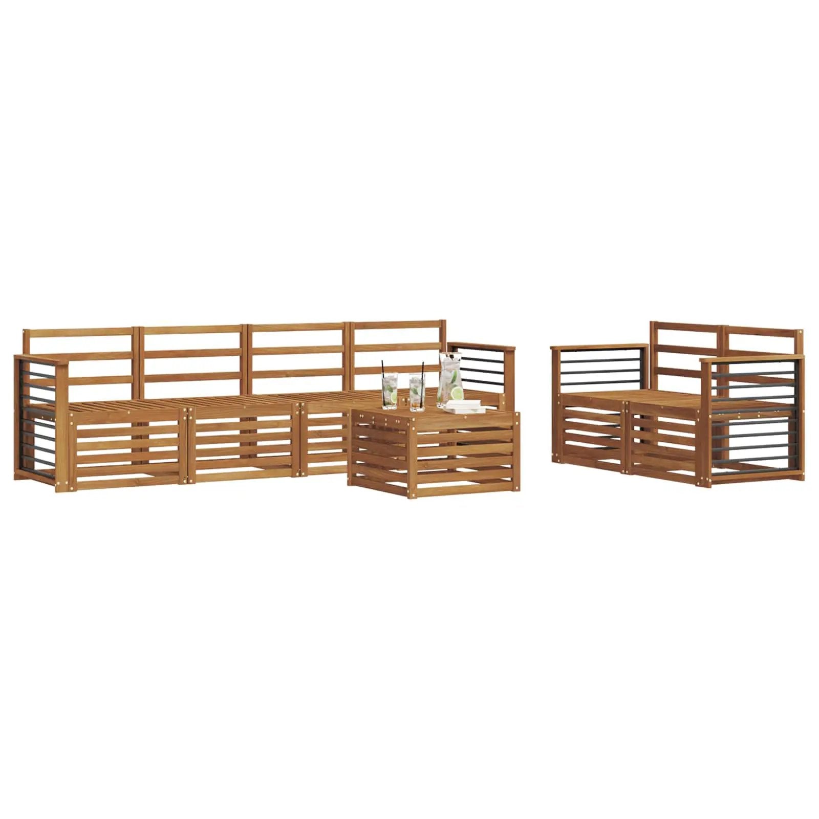 vidaXL vidaXL Sofa Sets 7 pcs Natural Solid Acacia Wood - Garden Sofa Sets