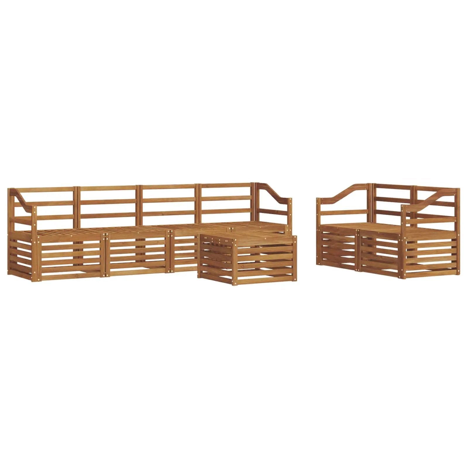 vidaXL vidaXL Outdoor Sofa Set 7 pcs Natural Solid Acacia Wood - Garden Sofa Sets