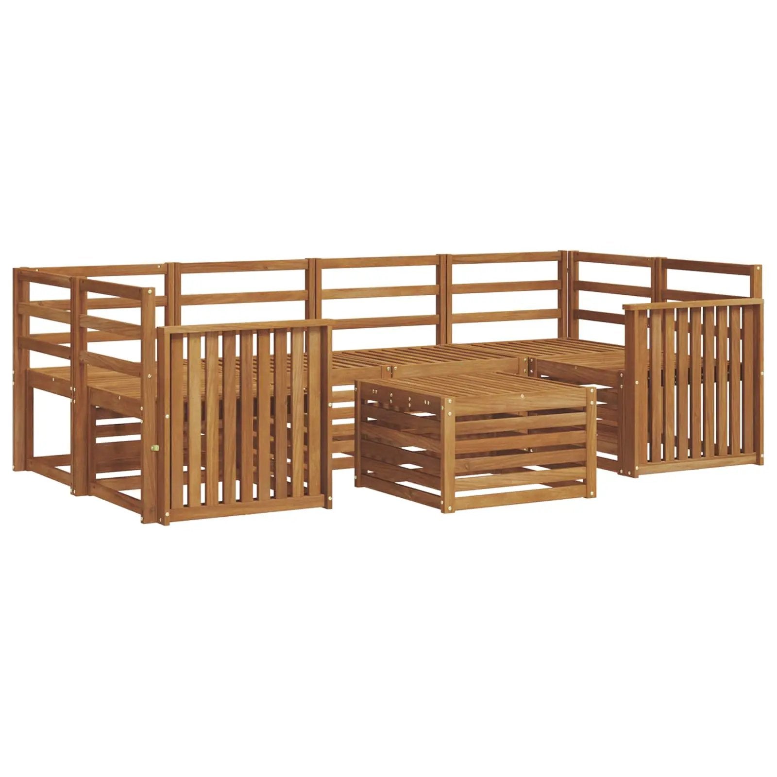 vidaXL vidaXL Outdoor Sofa Set 7 pcs Natural Solid Acacia Wood - Garden Sofa Sets