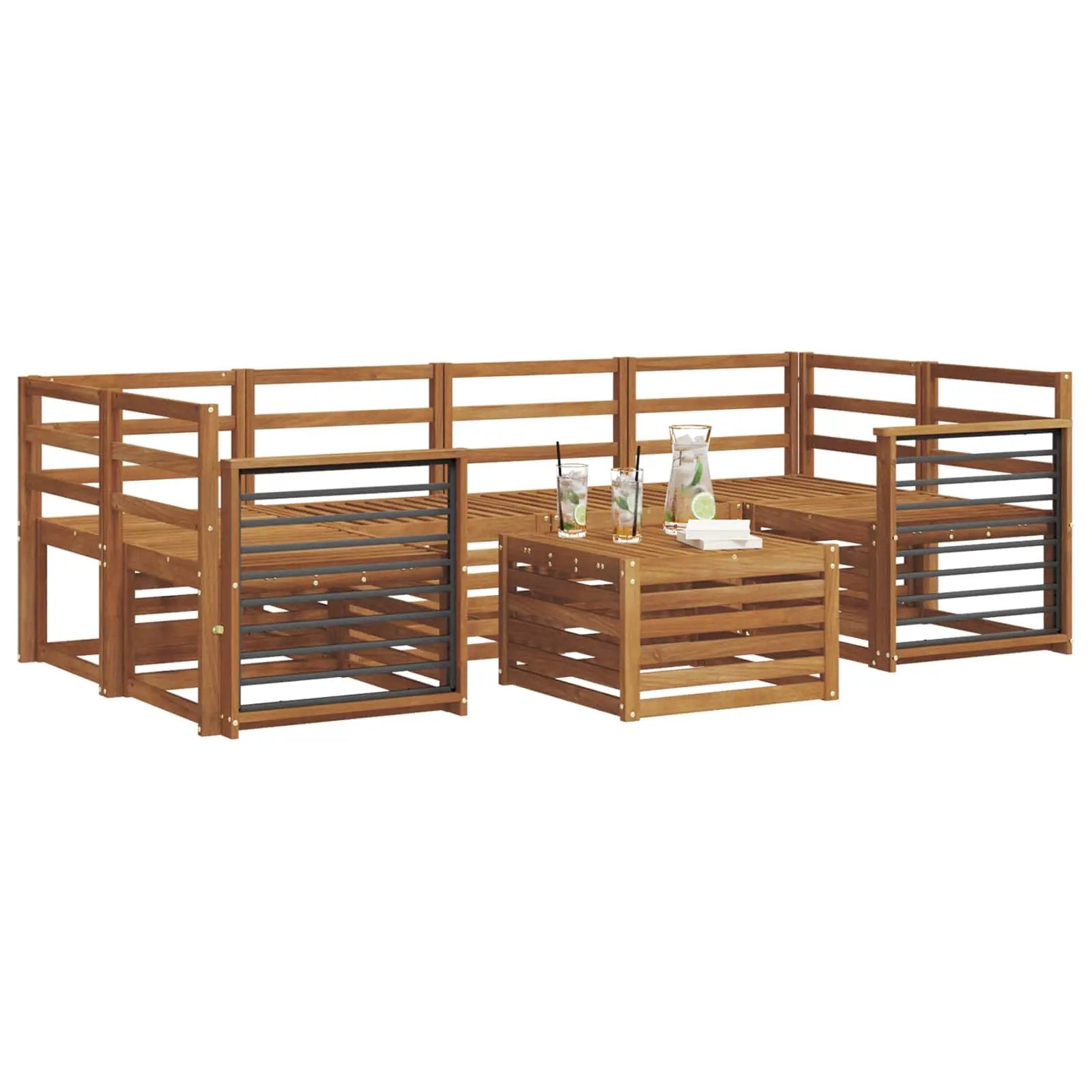 vidaXL vidaXL Sofa Sets 7 pcs Natural Solid Acacia Wood - Garden Sofa Sets
