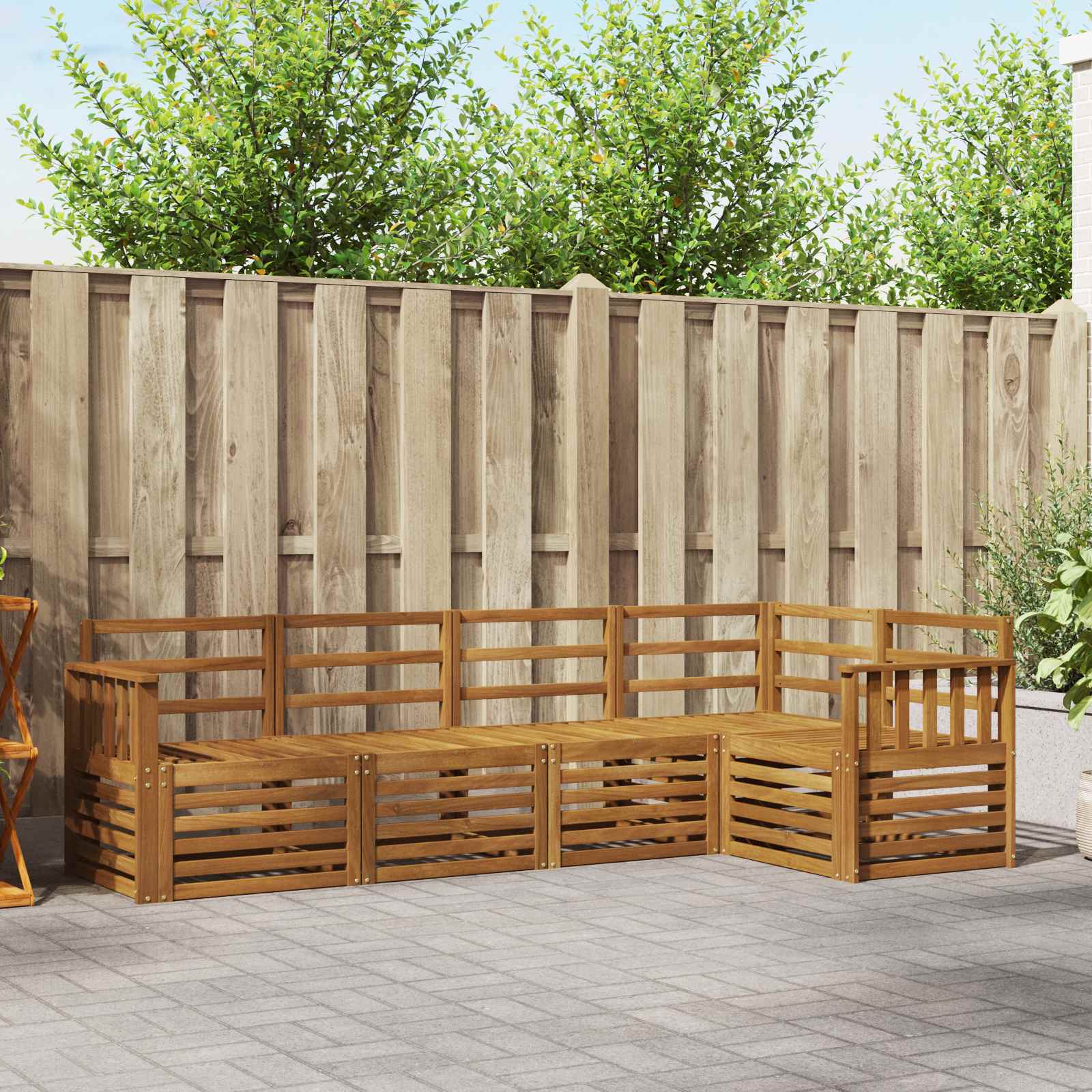 vidaXL vidaXL Sectional Sofa Set 5 pcs Natural Solid Acacia Wood - Garden Sofa Sets