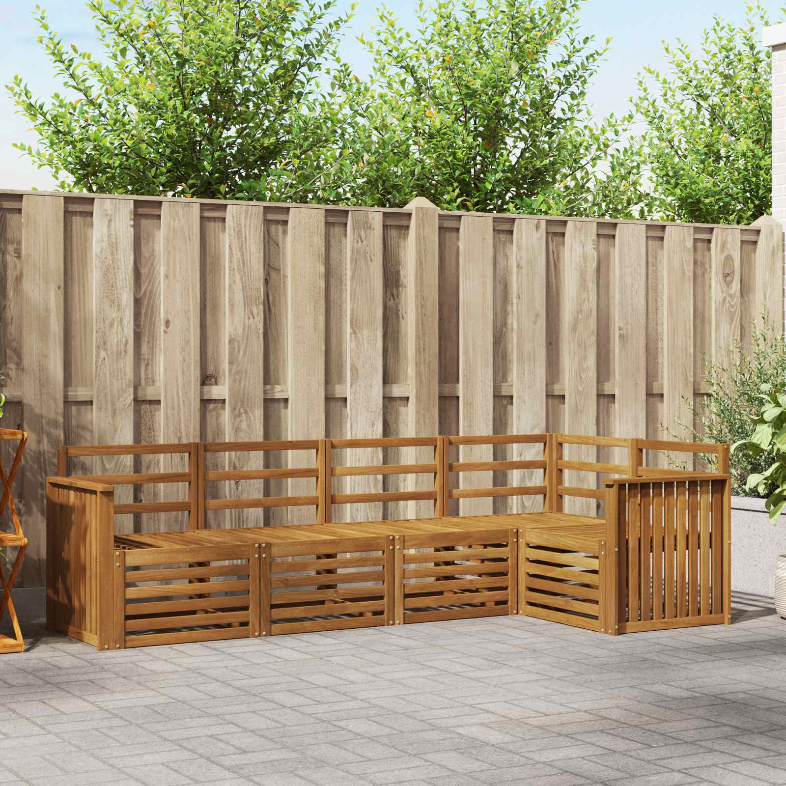 vidaXL vidaXL Sectional Sofa Set 5 pcs Natural Solid Acacia Wood - Garden Sofa Sets
