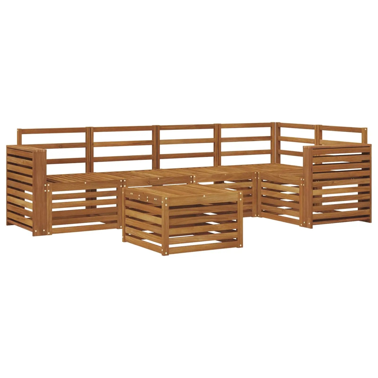 vidaXL vidaXL Sectional Sofa Set 6 pcs Natural Solid Acacia Wood - Garden Sofa Sets
