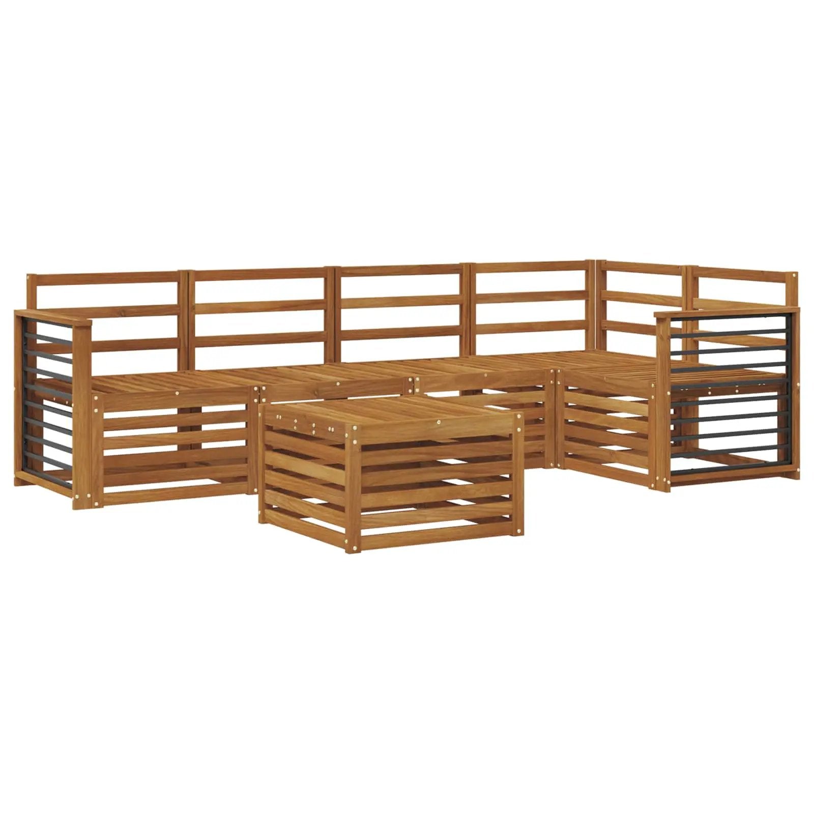 vidaXL vidaXL Sectional Sofa Set 6 pcs Natural Solid Acacia Wood - Garden Sofa Sets