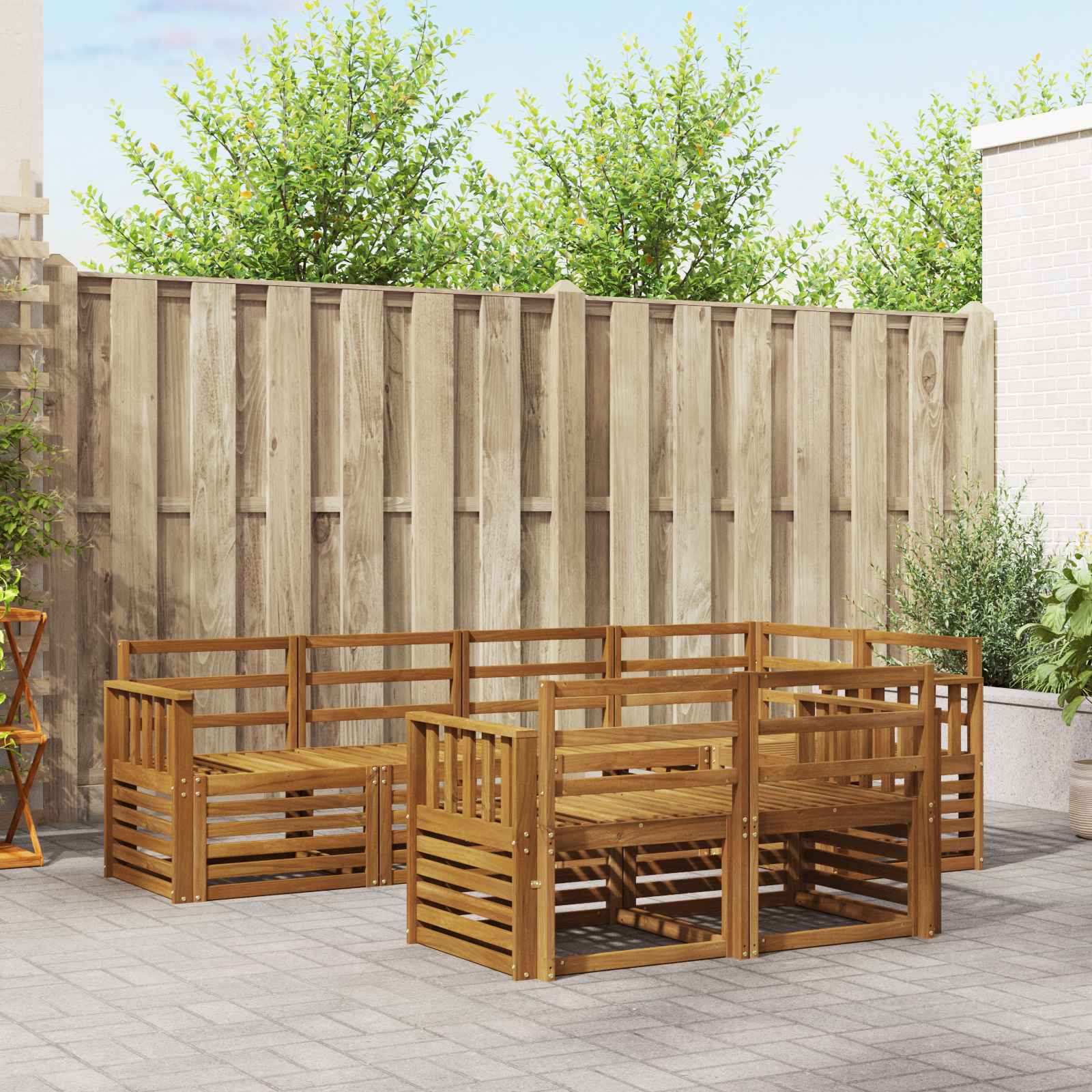 vidaXL vidaXL Outdoor Sofa Set 7 pcs Natural Polyester - Garden Sofa Sets