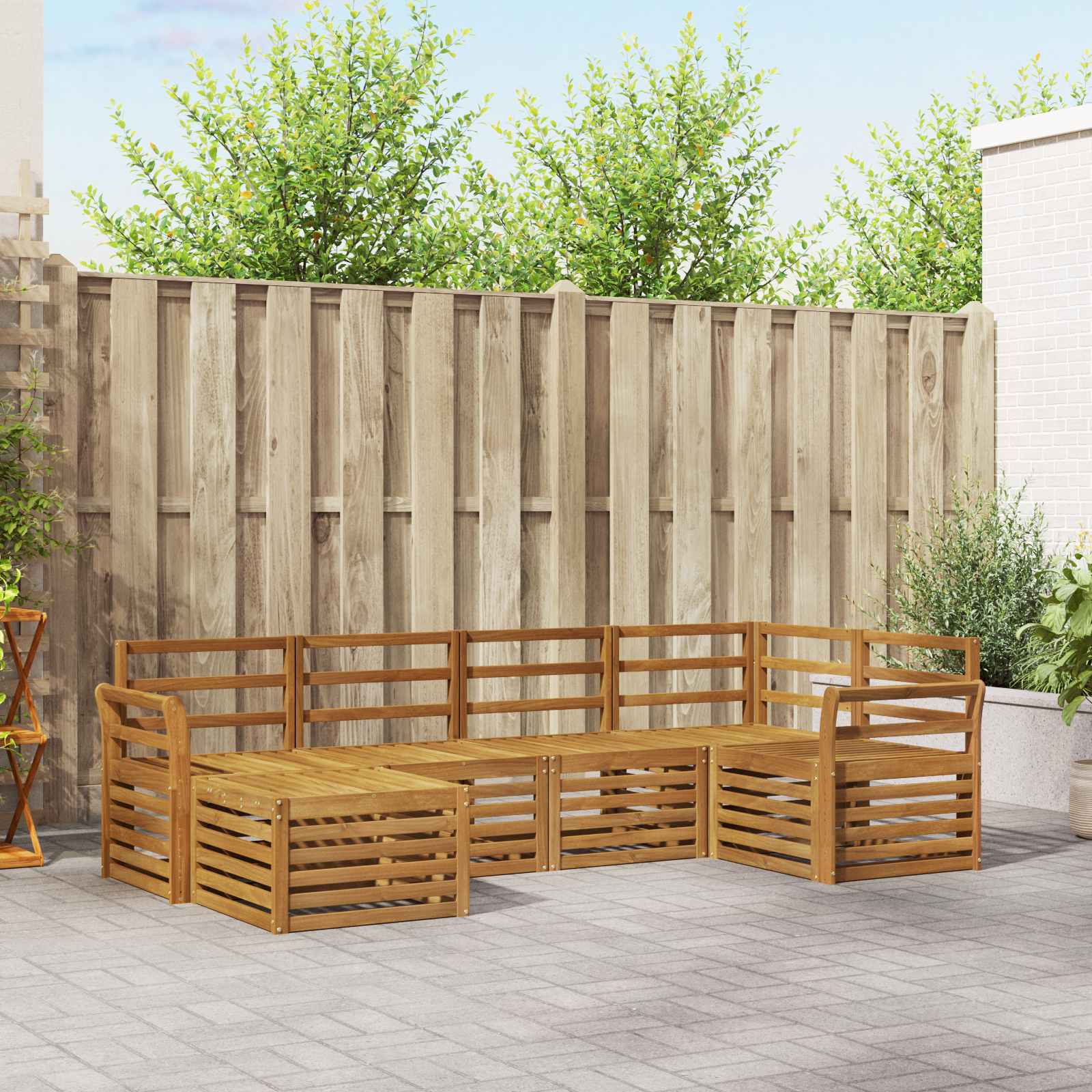 vidaXL vidaXL Sectional Sofa Set 6 pcs Natural - Garden Sofa Sets