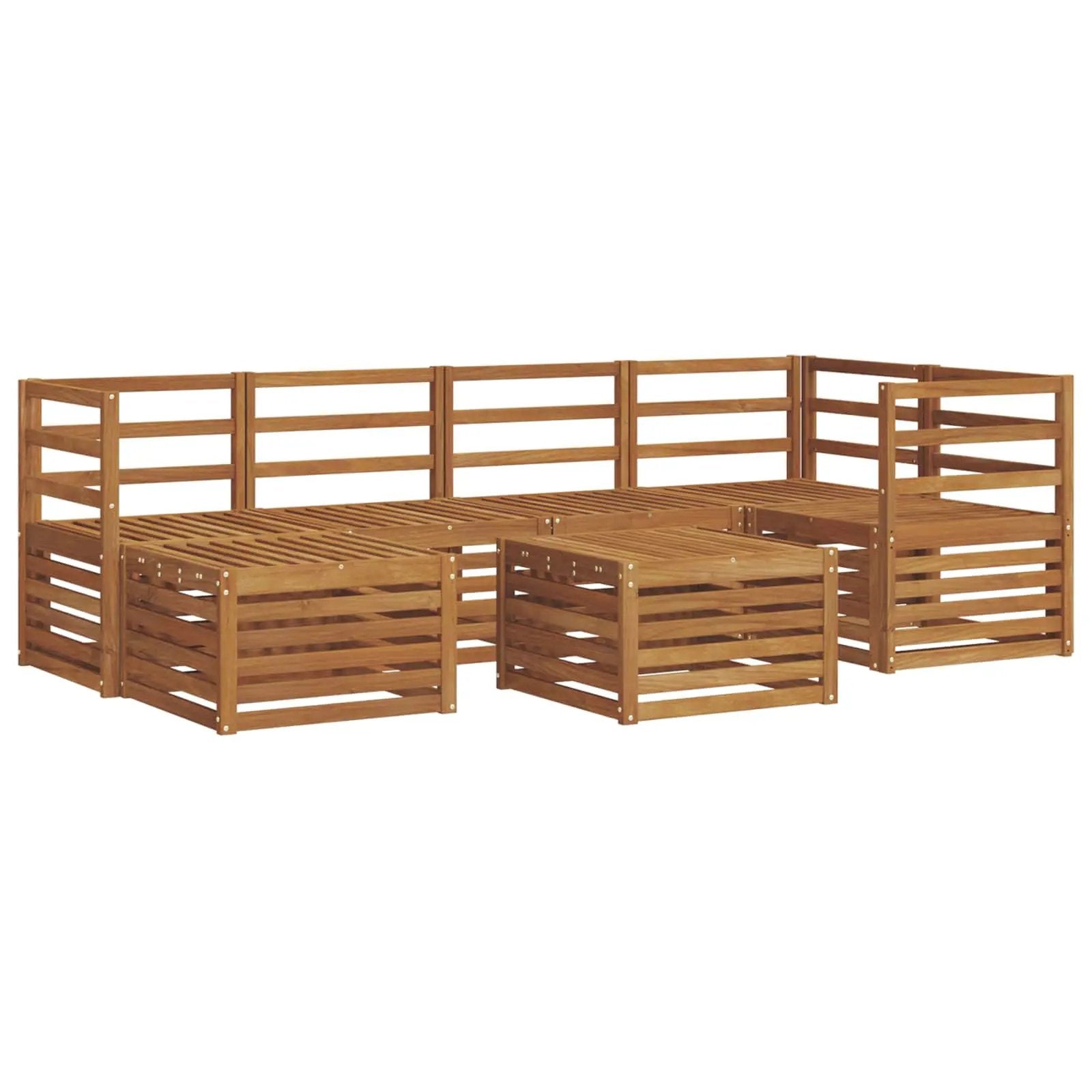 vidaXL vidaXL Sectional Sofa Set 7 pcs Natural Solid Acacia Wood - Garden Sofa Sets
