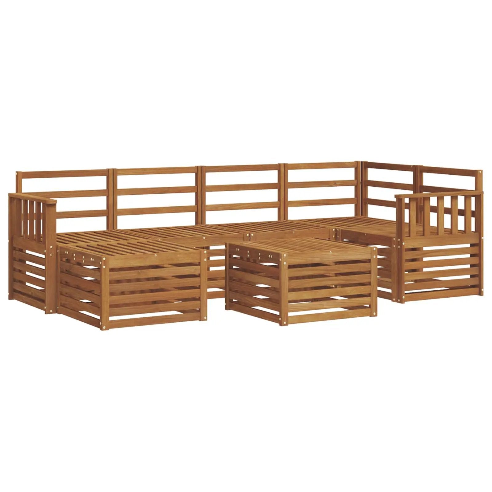 vidaXL vidaXL Sectional Sofa Set 7 pcs Natural Solid Acacia Wood - Garden Sofa Sets