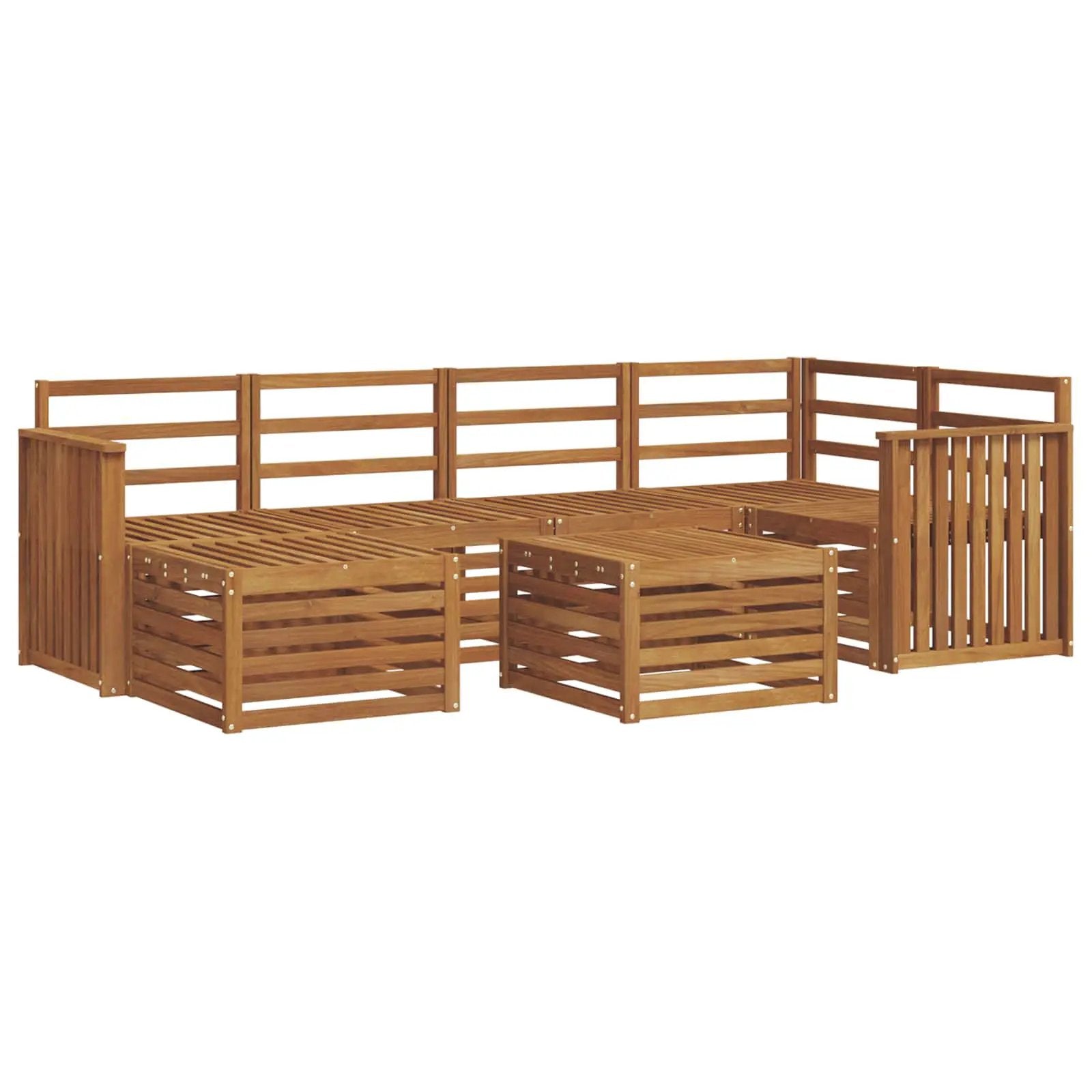 vidaXL vidaXL Sectional Sofa Set 7 pcs Natural Solid Acacia Wood - Garden Sofa Sets