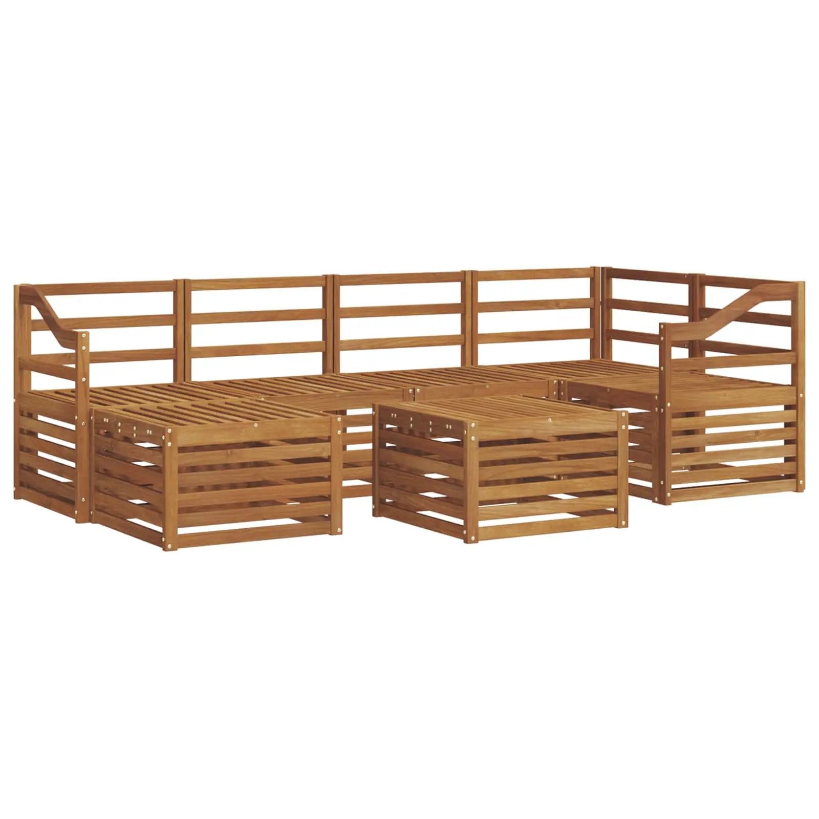 vidaXL vidaXL Sectional Sofa Set 7 pcs Natural Solid Acacia Wood - Garden Sofa Sets
