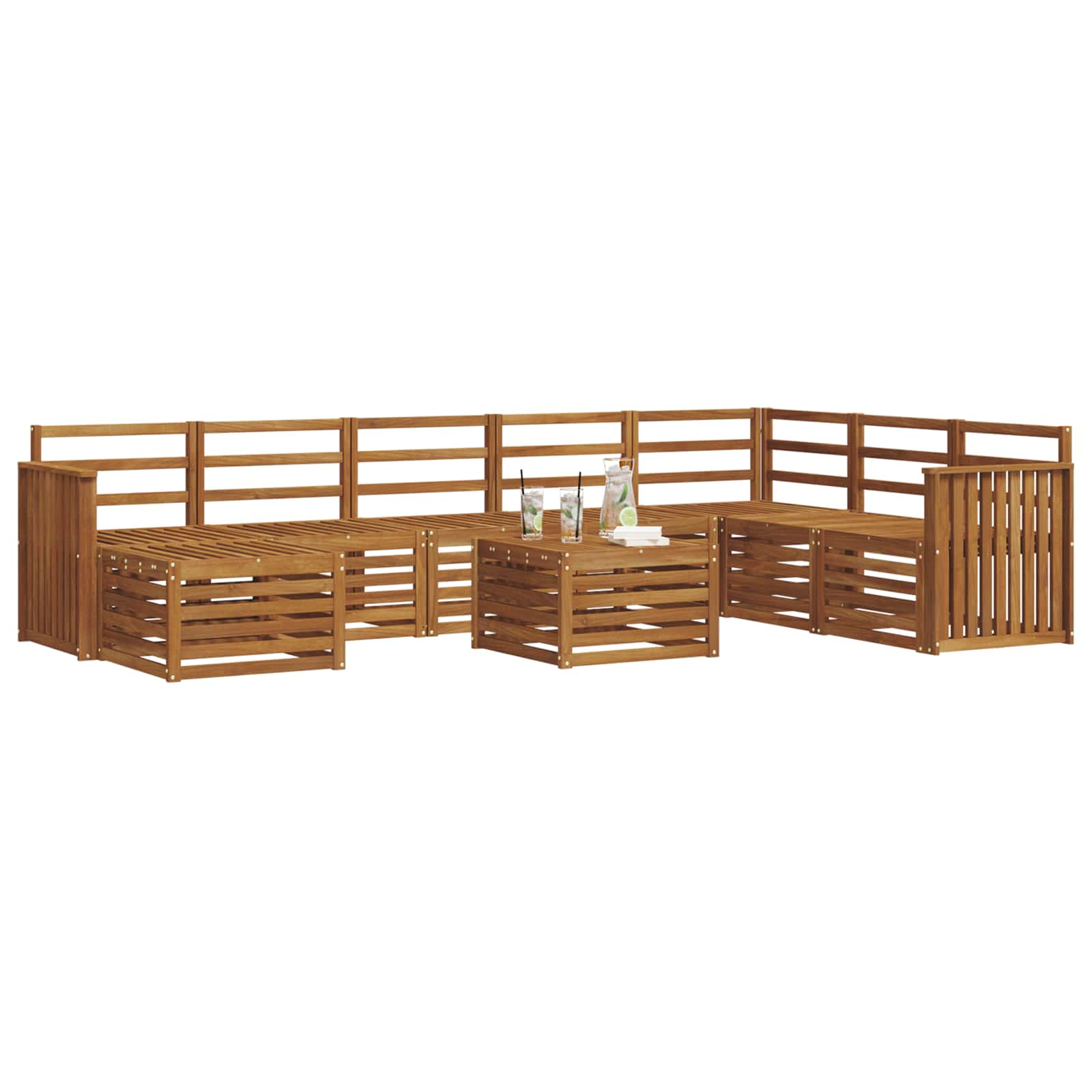 vidaXL vidaXL Outdoor Sofa Set 9 pcs Natural Solid Acacia Wood - Garden Sofa Sets