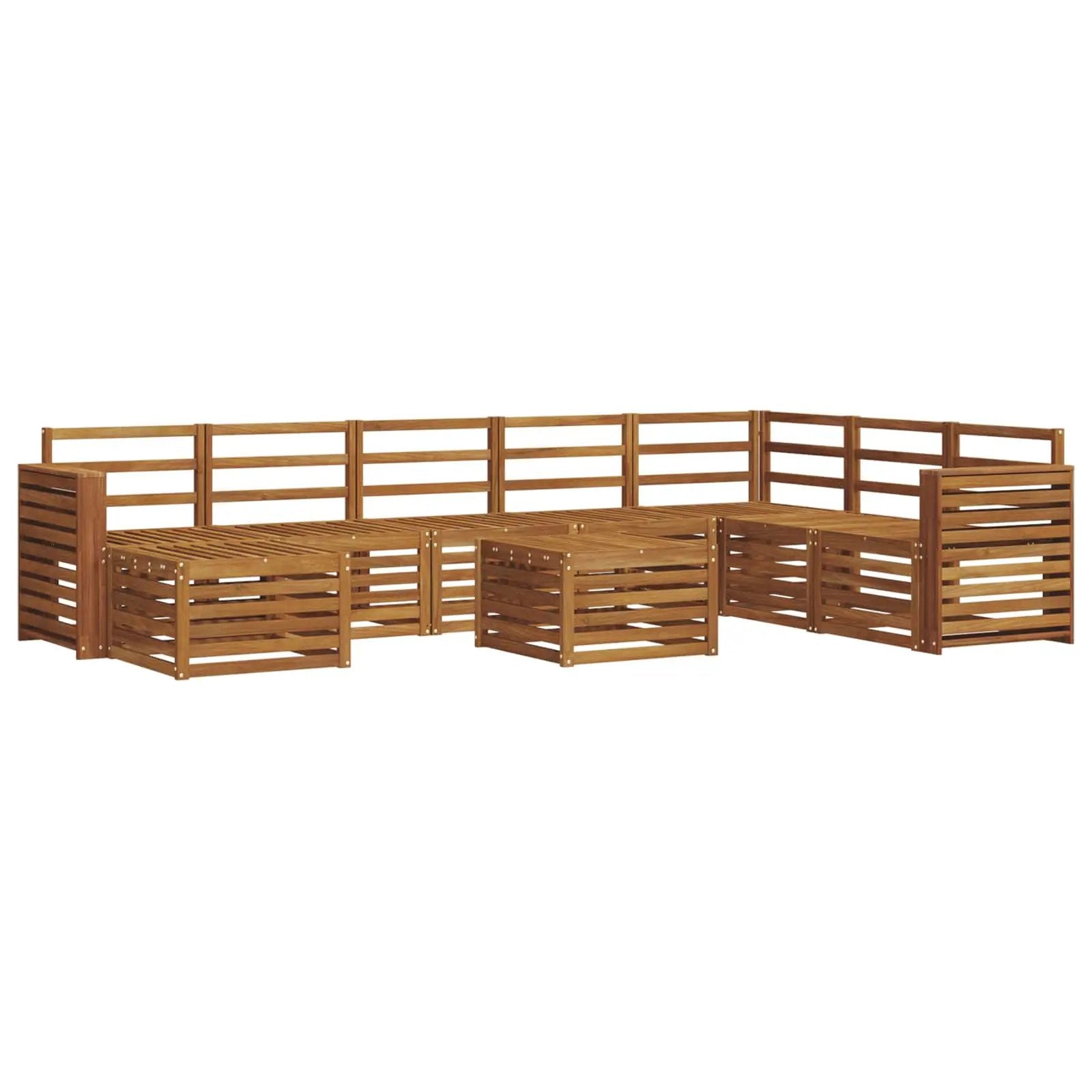 vidaXL vidaXL Outdoor Sofa Set 9 pcs Natural Solid Acacia Wood - Garden Sofa Sets