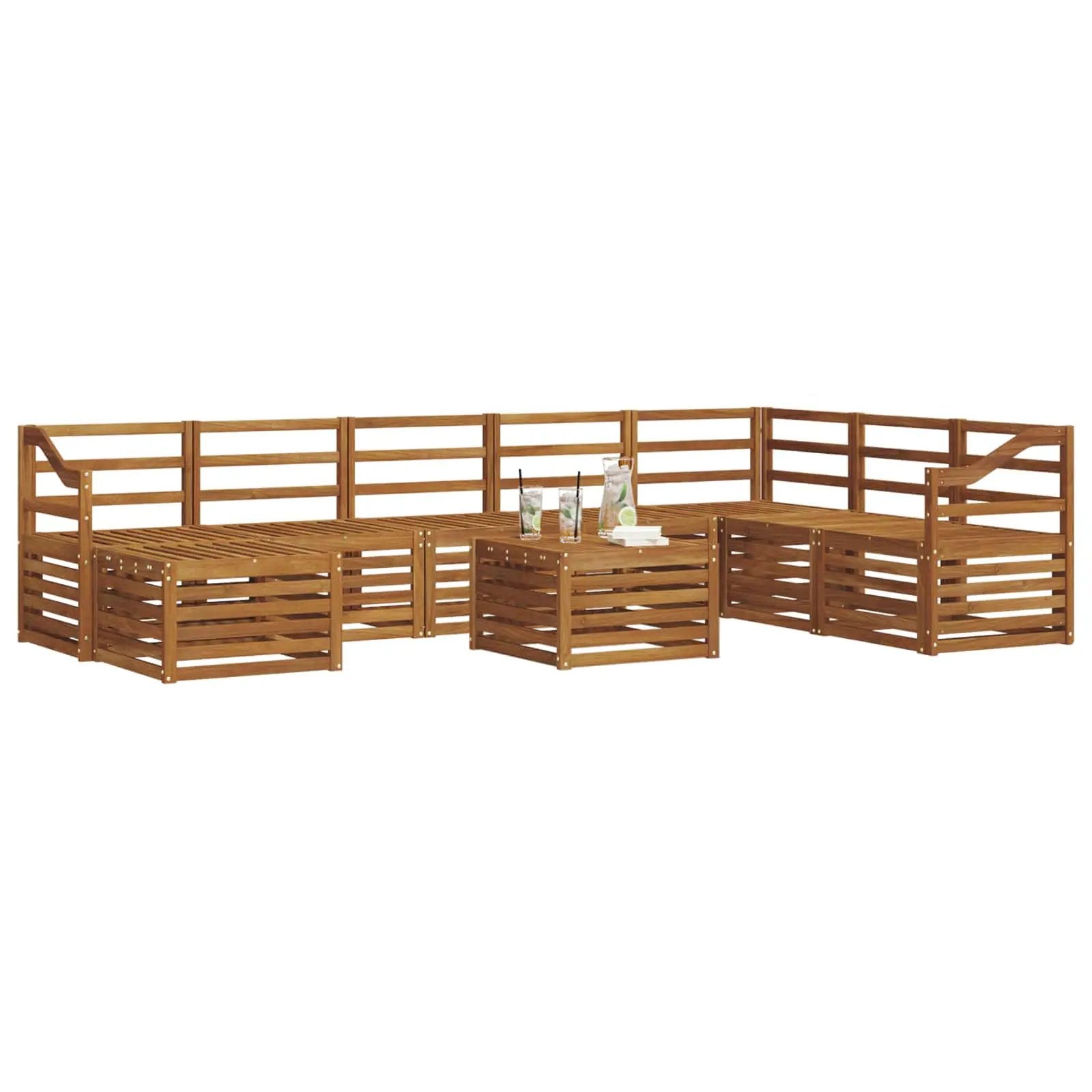 vidaXL vidaXL Outdoor Sofa Set 9 pcs Natural Solid Acacia Wood - Garden Sofa Sets