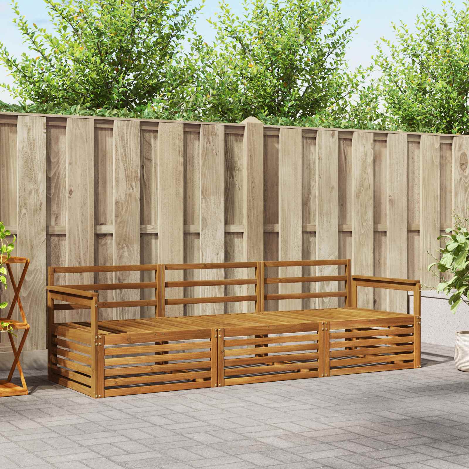 vidaXL vidaXL Outdoor Sofa Set 3 pcs Natural Solid Acacia Wood - Garden Sofa Sets