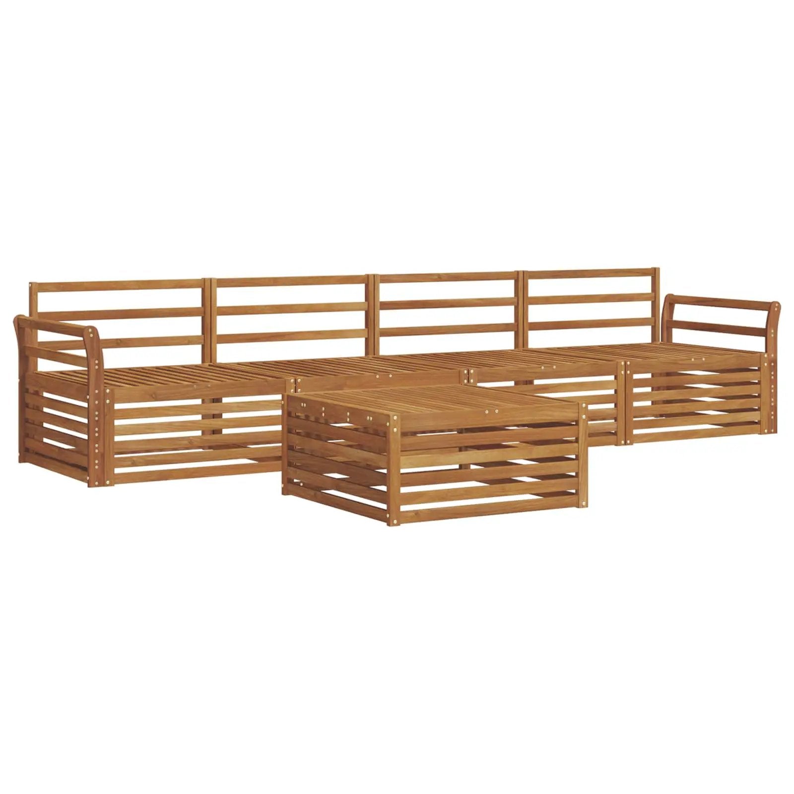 vidaXL vidaXL Outdoor Sofa Set 5 pcs Natural Solid Acacia Wood - Garden Sofa Sets