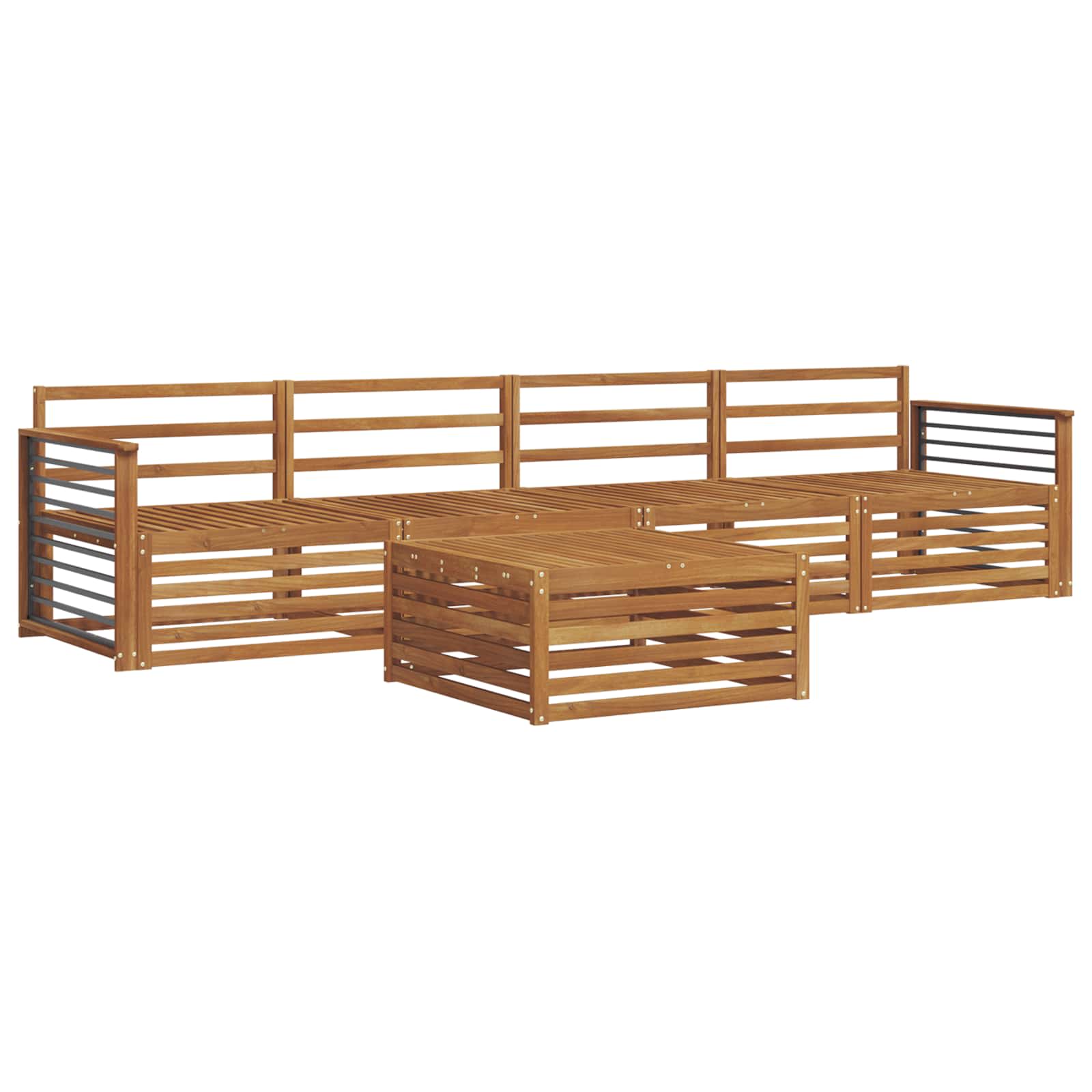 vidaXL vidaXL Outdoor Sofa Set 5 pcs Natural Solid Acacia Wood - Garden Sofa Sets