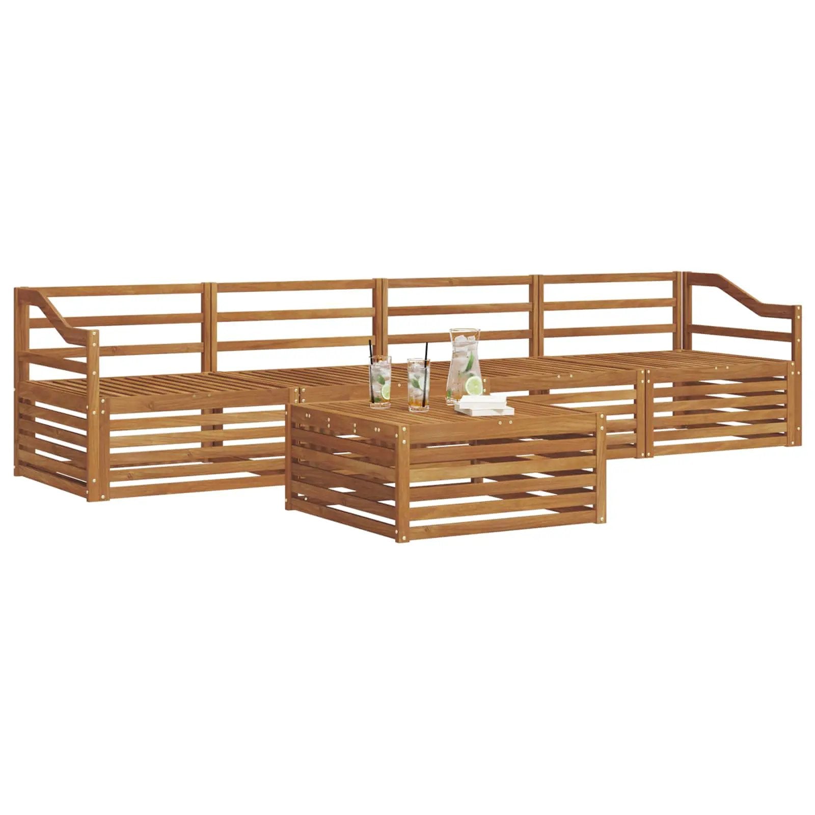 vidaXL vidaXL Outdoor Sofa Set 5 pcs Natural Solid Acacia Wood - Garden Sofa Sets