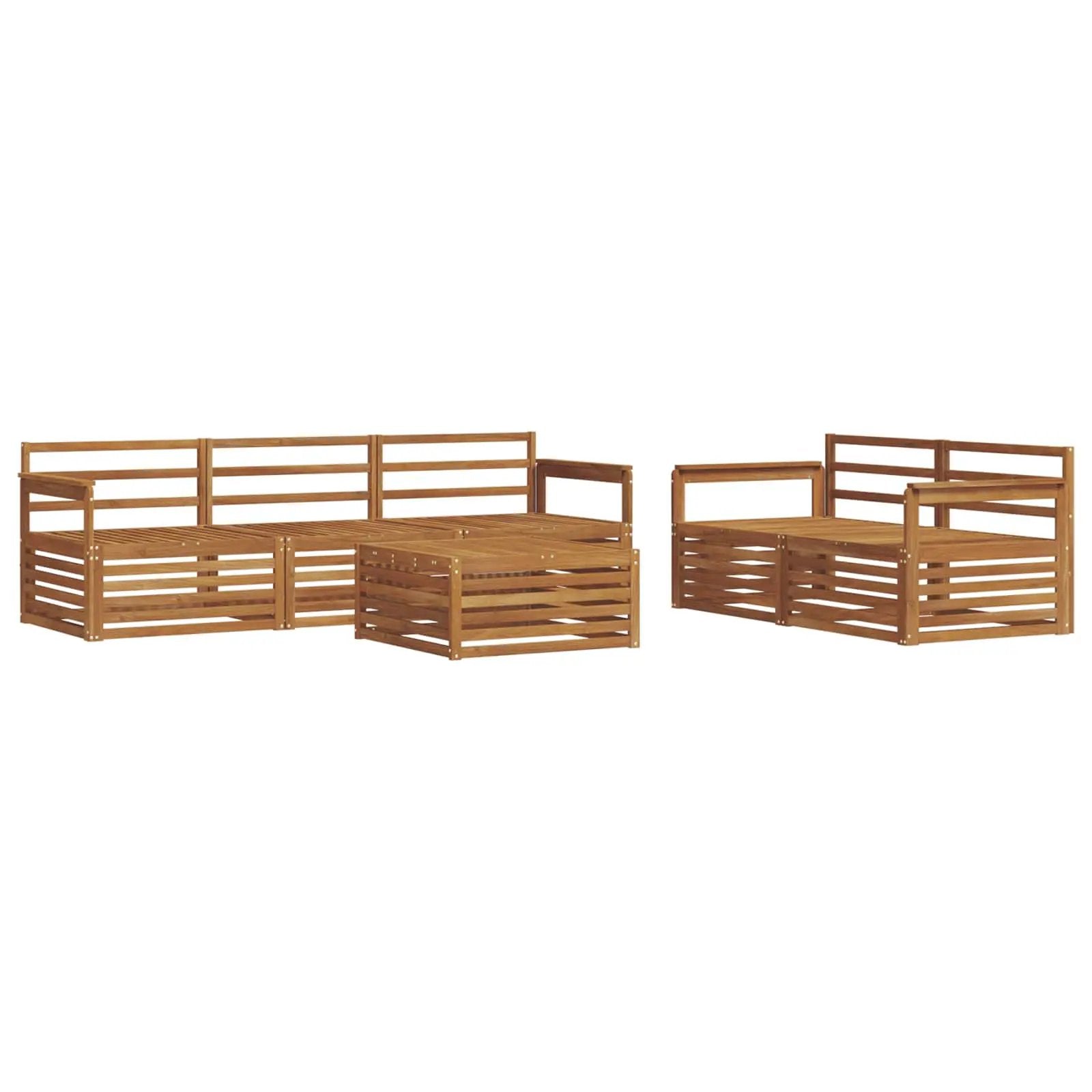 vidaXL vidaXL Outdoor Sofa Set 6 pcs Natural Solid Acacia Wood - Garden Sofa Sets