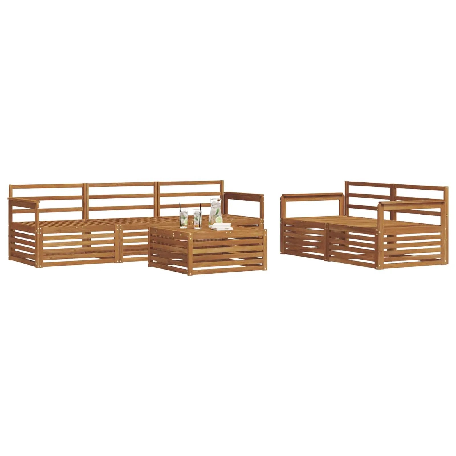 vidaXL vidaXL Outdoor Sofa Set 6 pcs Natural Solid Acacia Wood - Garden Sofa Sets