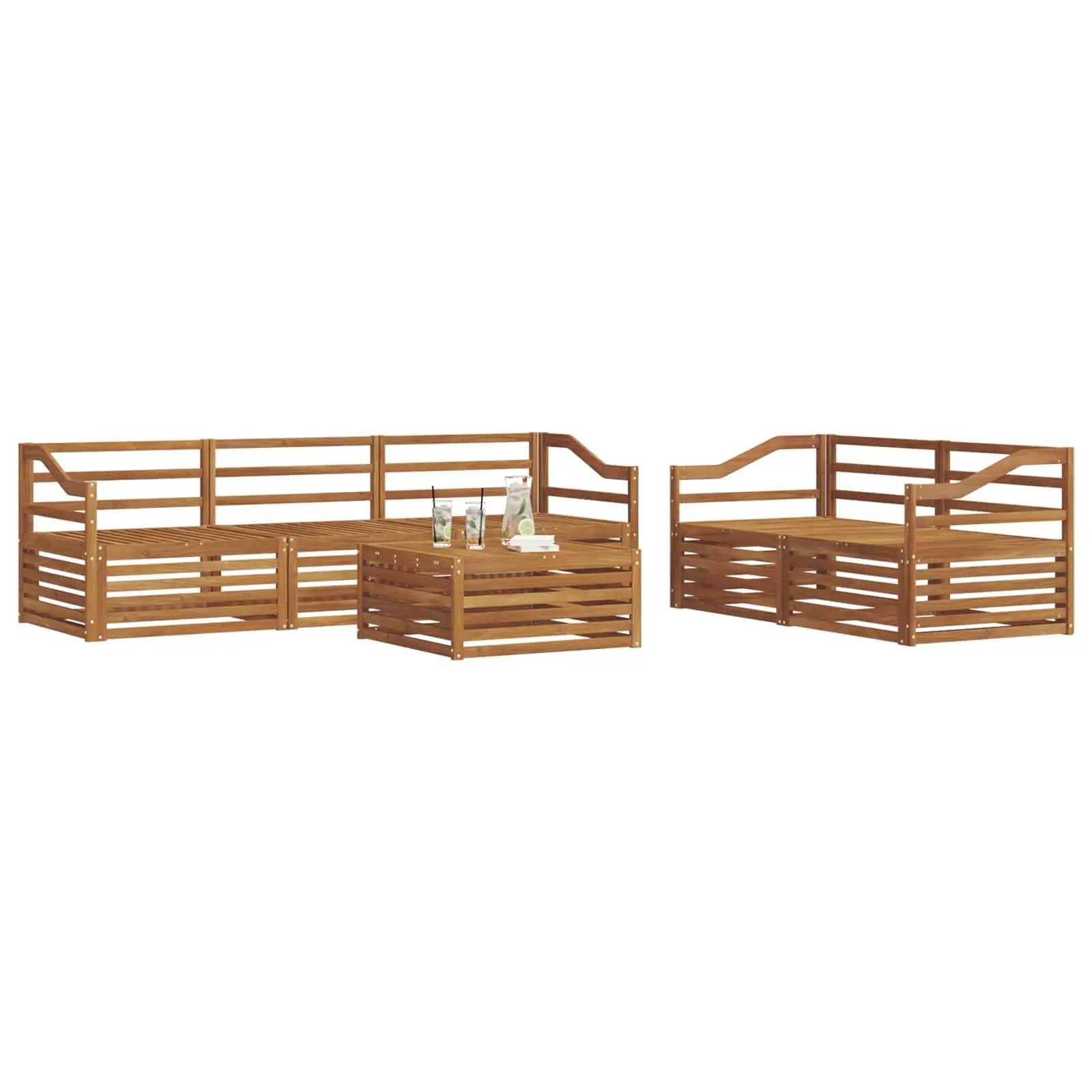 vidaXL vidaXL Outdoor Sofa Set 6 pcs Natural Solid Acacia Wood - Garden Sofa Sets