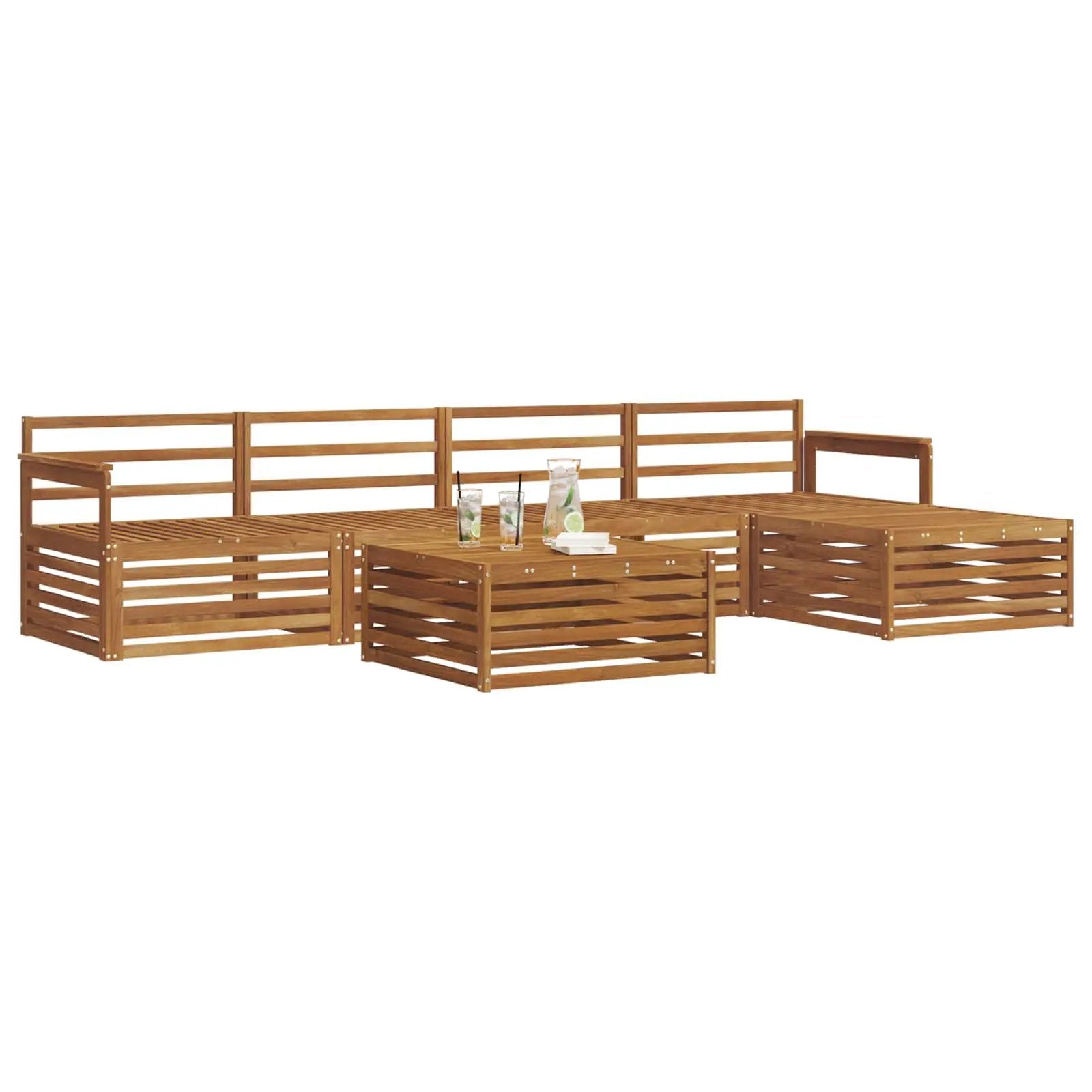 vidaXL vidaXL Outdoor Sofa Set 6 pcs Natural Solid Acacia Wood - Garden Sofa Sets