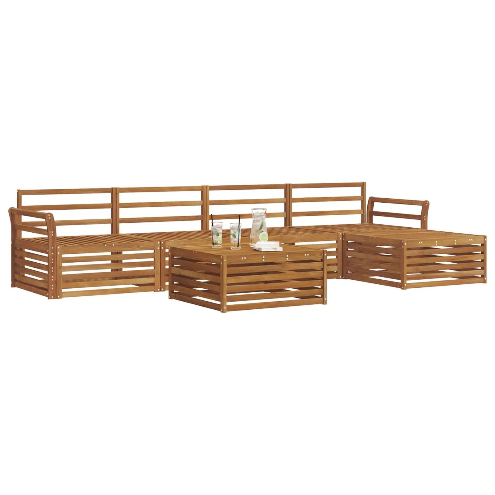 vidaXL vidaXL Outdoor Sofa Set 6 pcs Natural Solid Acacia Wood - Garden Sofa Sets