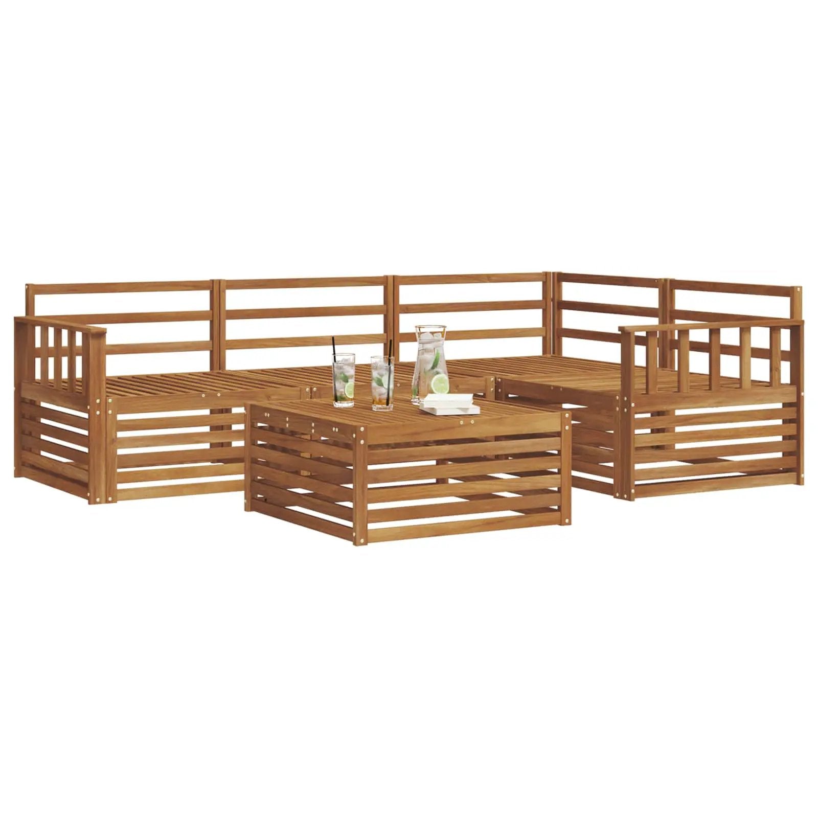 vidaXL vidaXL Outdoor Sofa Set 5 pcs Natural Solid Acacia Wood - Garden Sofa Sets