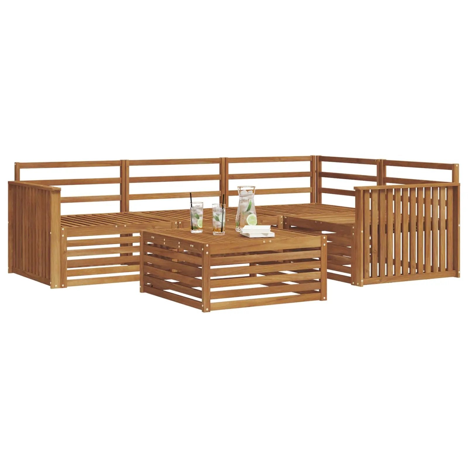 vidaXL vidaXL Outdoor Sofa Set 5 pcs Natural Solid Acacia Wood - Garden Sofa Sets