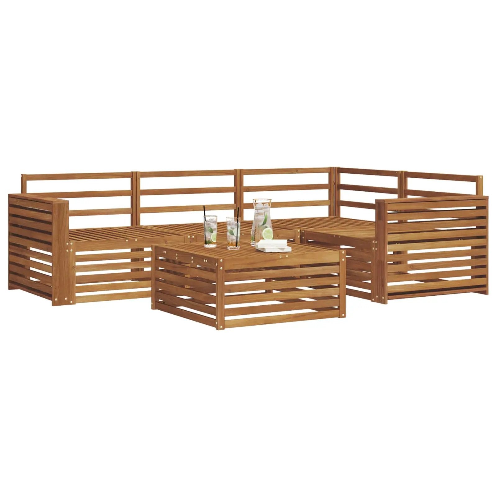 vidaXL vidaXL Outdoor Sofa Set 5 pcs Natural Solid Acacia Wood - Garden Sofa Sets