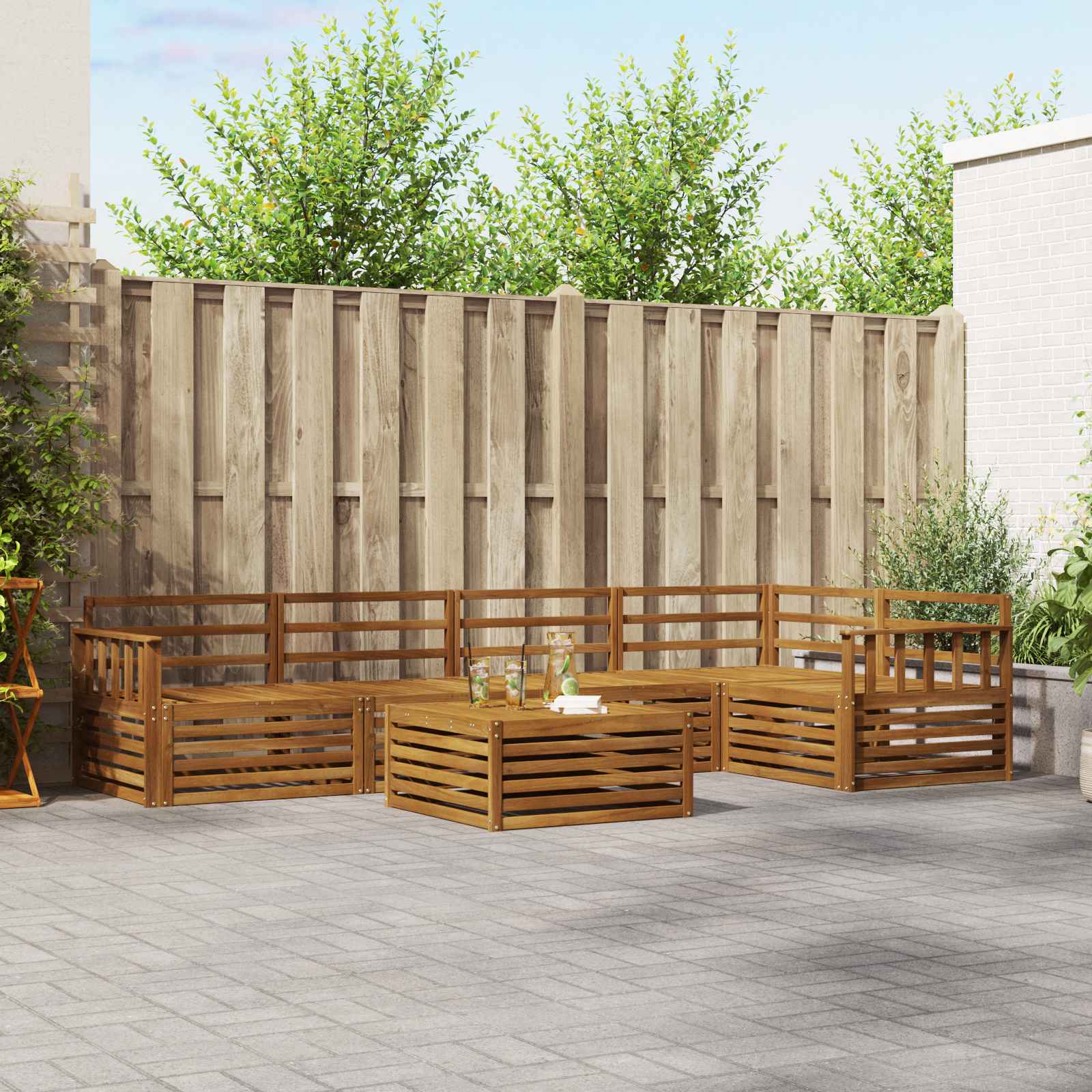 vidaXL vidaXL Outdoor Sofa Set 6 pcs Natural - Garden Sofa Sets