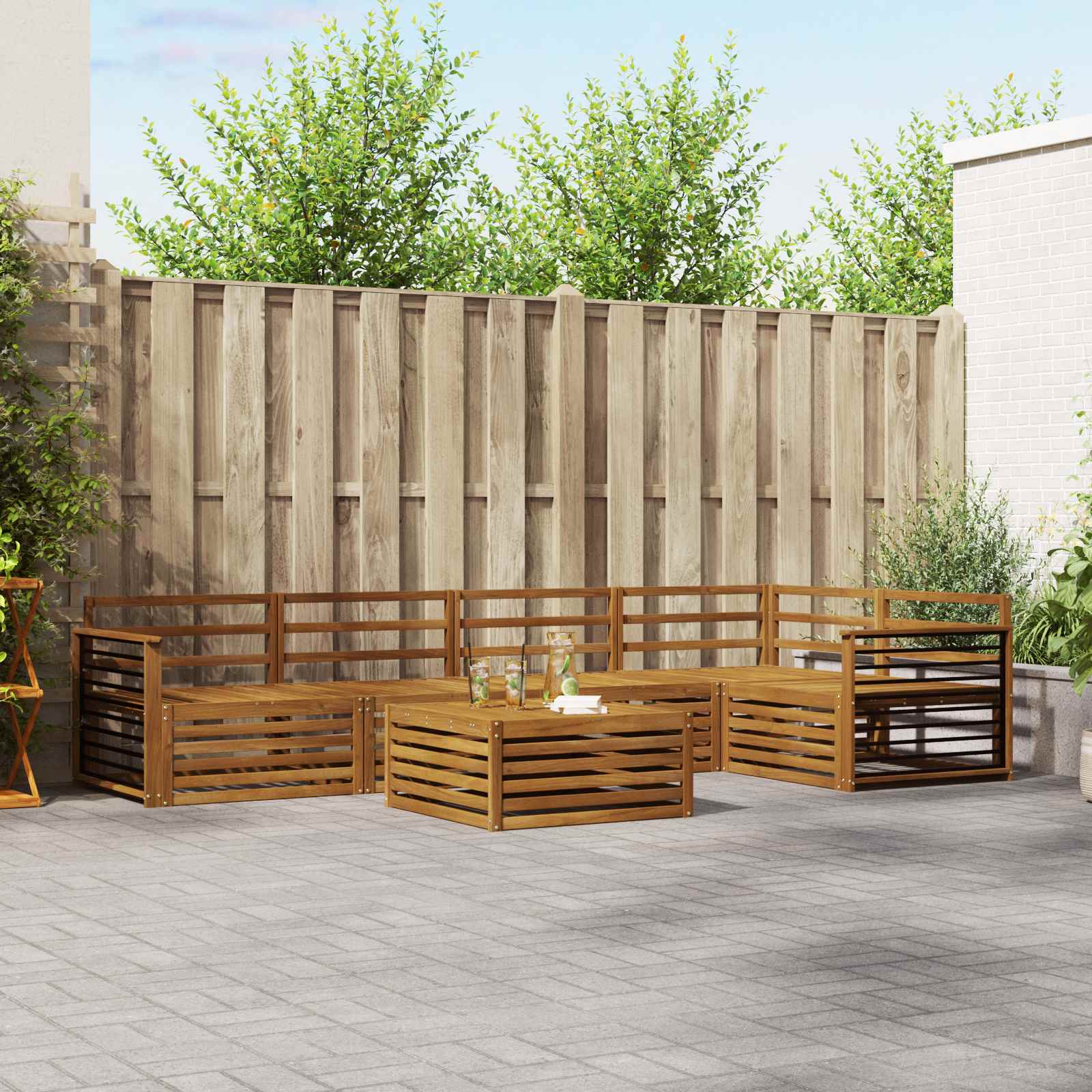 vidaXL vidaXL Outdoor Sofa Set 6 pcs Natural - Garden Sofa Sets
