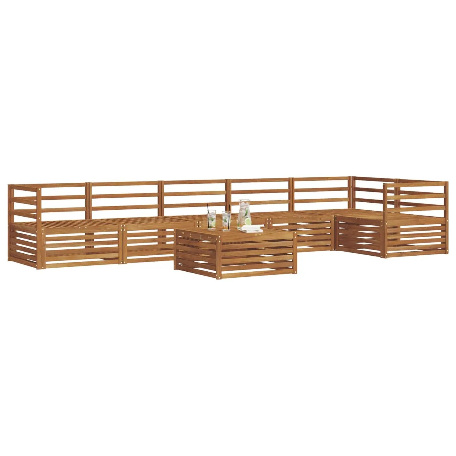 vidaXL vidaXL Outdoor Sofa Set 7 pcs Natural - Garden Sofa Sets