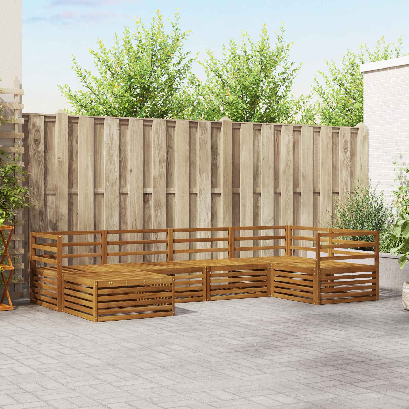 vidaXL vidaXL Outdoor Sofa Set 6 pcs Natural Solid Acacia Wood - Garden Sofa Sets