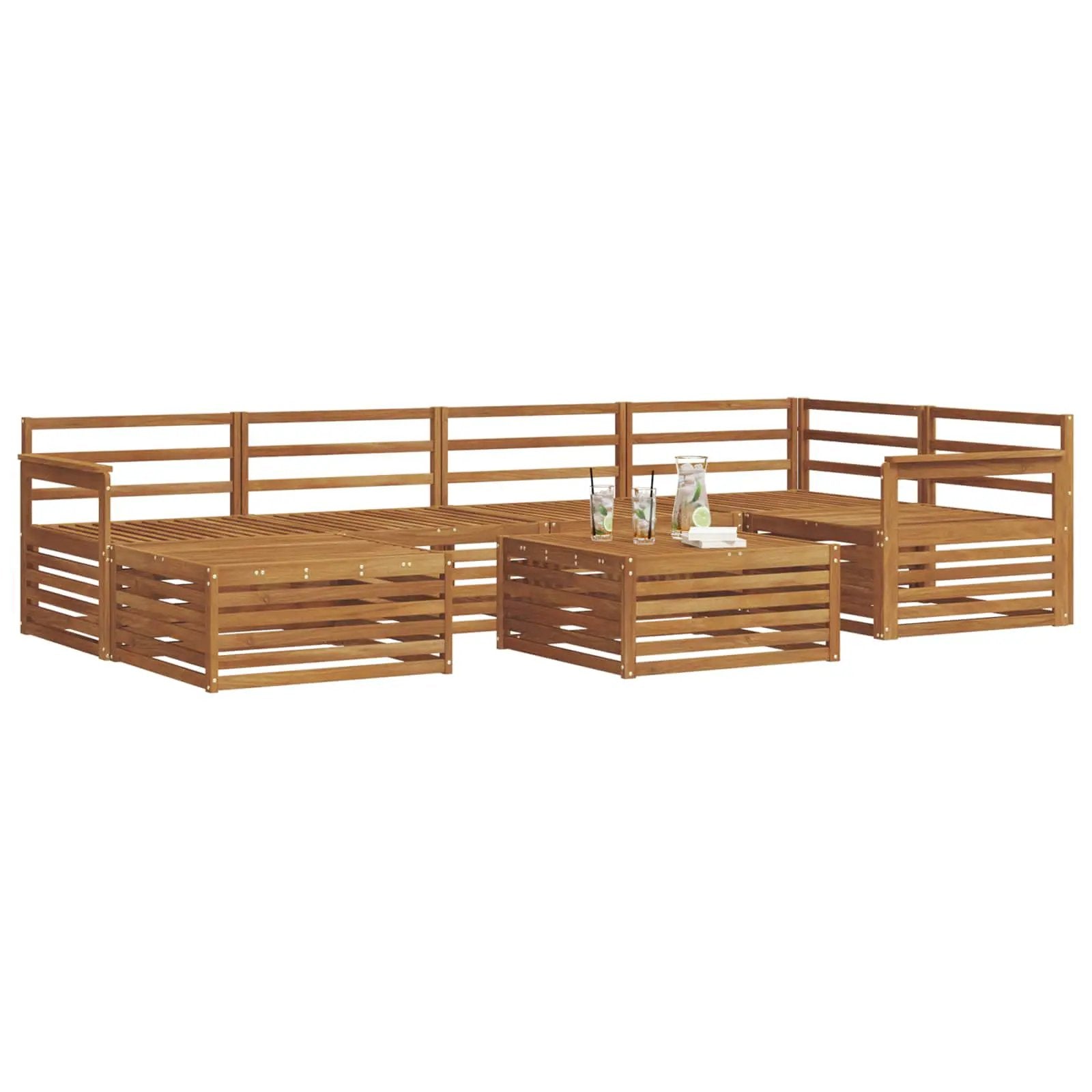 vidaXL vidaXL Outdoor Sofa Set 7 pcs Natural Solid Acacia Wood - Garden Sofa Sets