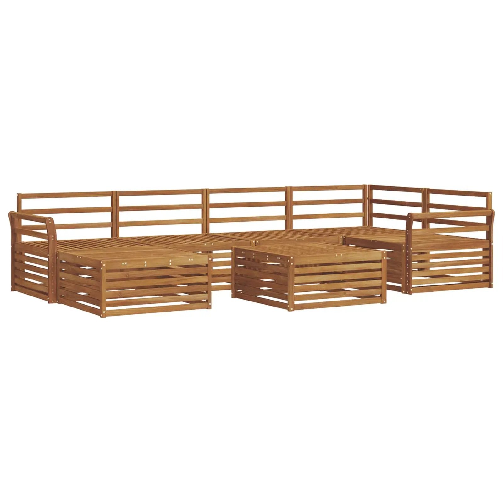 vidaXL vidaXL Outdoor Sofa Set 7 pcs Natural Solid Acacia Wood - Garden Sofa Sets