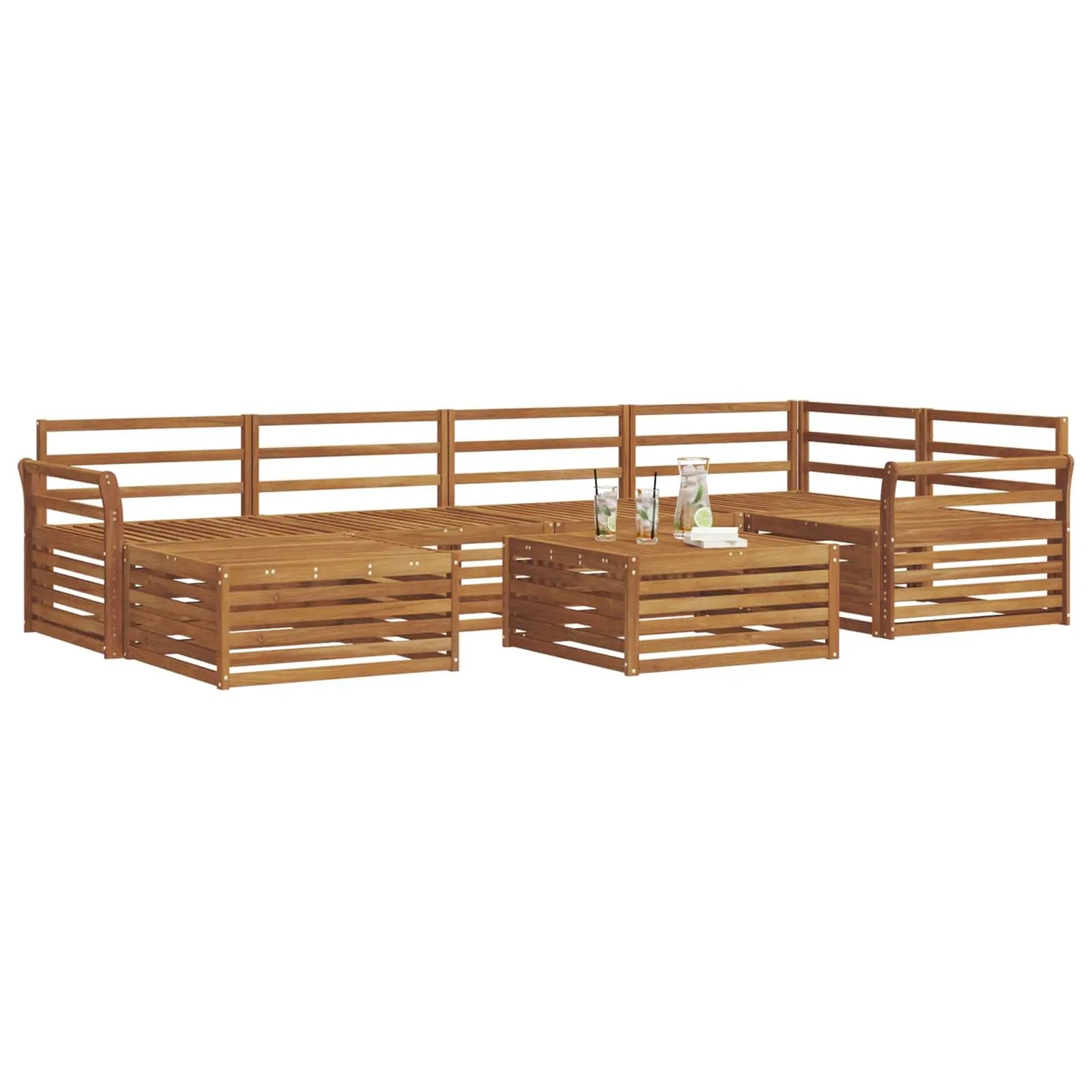 vidaXL vidaXL Outdoor Sofa Set 7 pcs Natural Solid Acacia Wood - Garden Sofa Sets