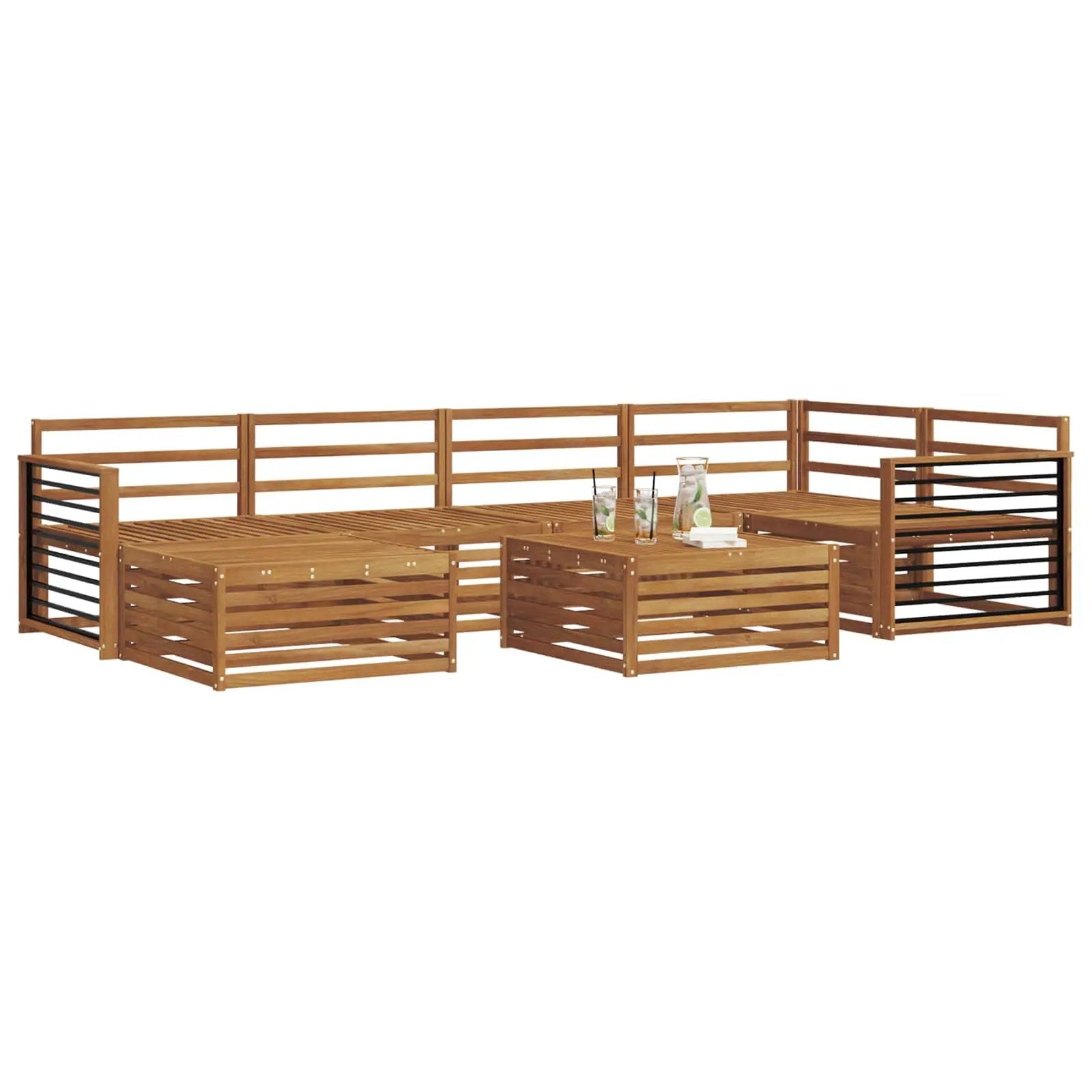 vidaXL vidaXL Outdoor Sofa Set 7 pcs Natural Solid Acacia Wood - Garden Sofa Sets