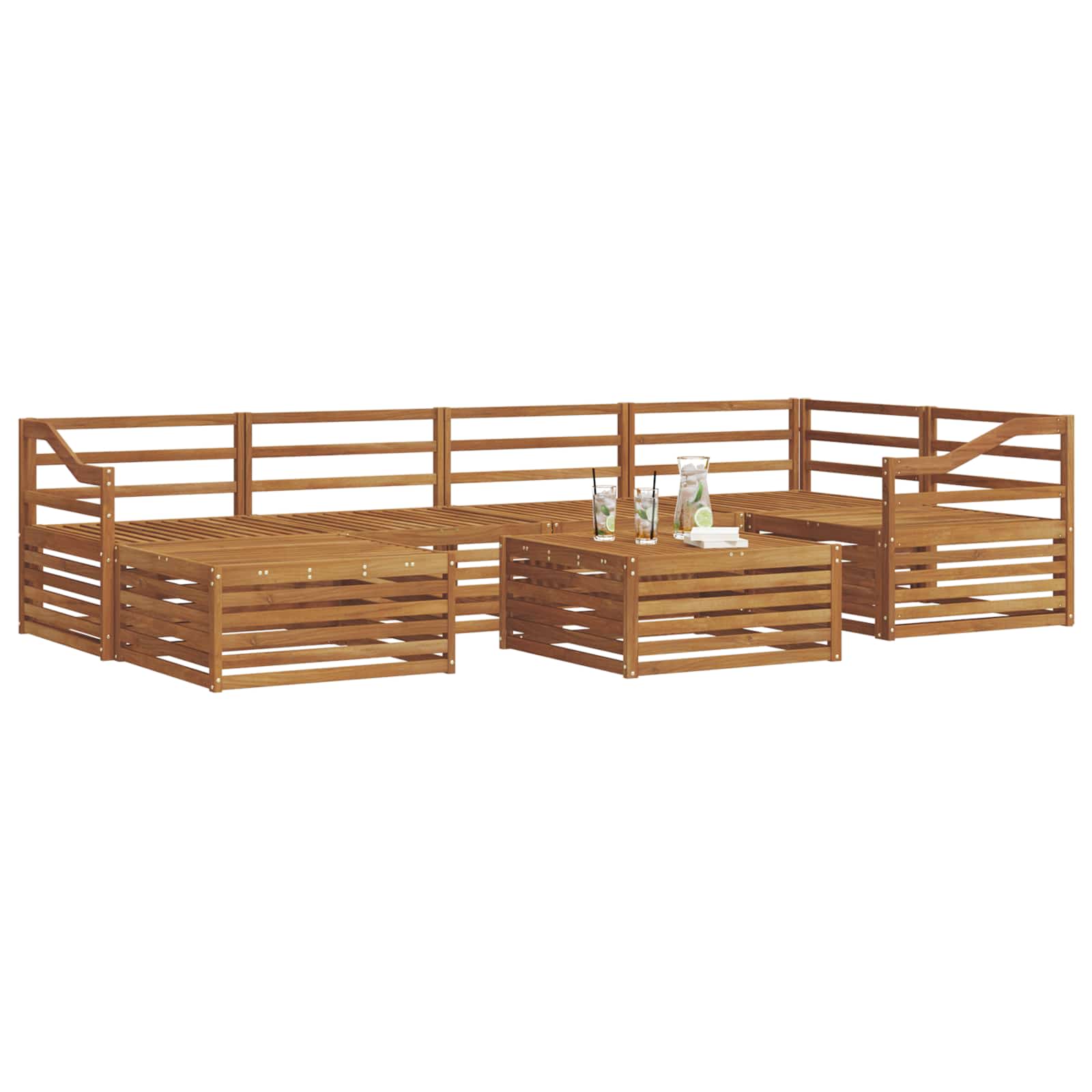 vidaXL vidaXL Outdoor Sofa Set 7 pcs Natural Solid Acacia Wood - Garden Sofa Sets