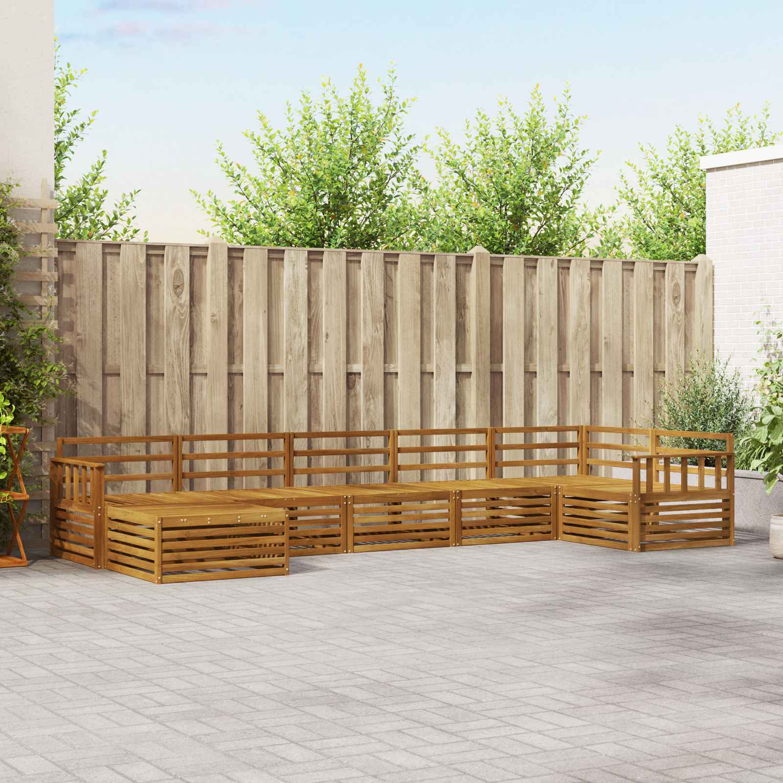 vidaXL vidaXL Outdoor Sofa Set 7 pcs Natural - Garden Sofa Sets