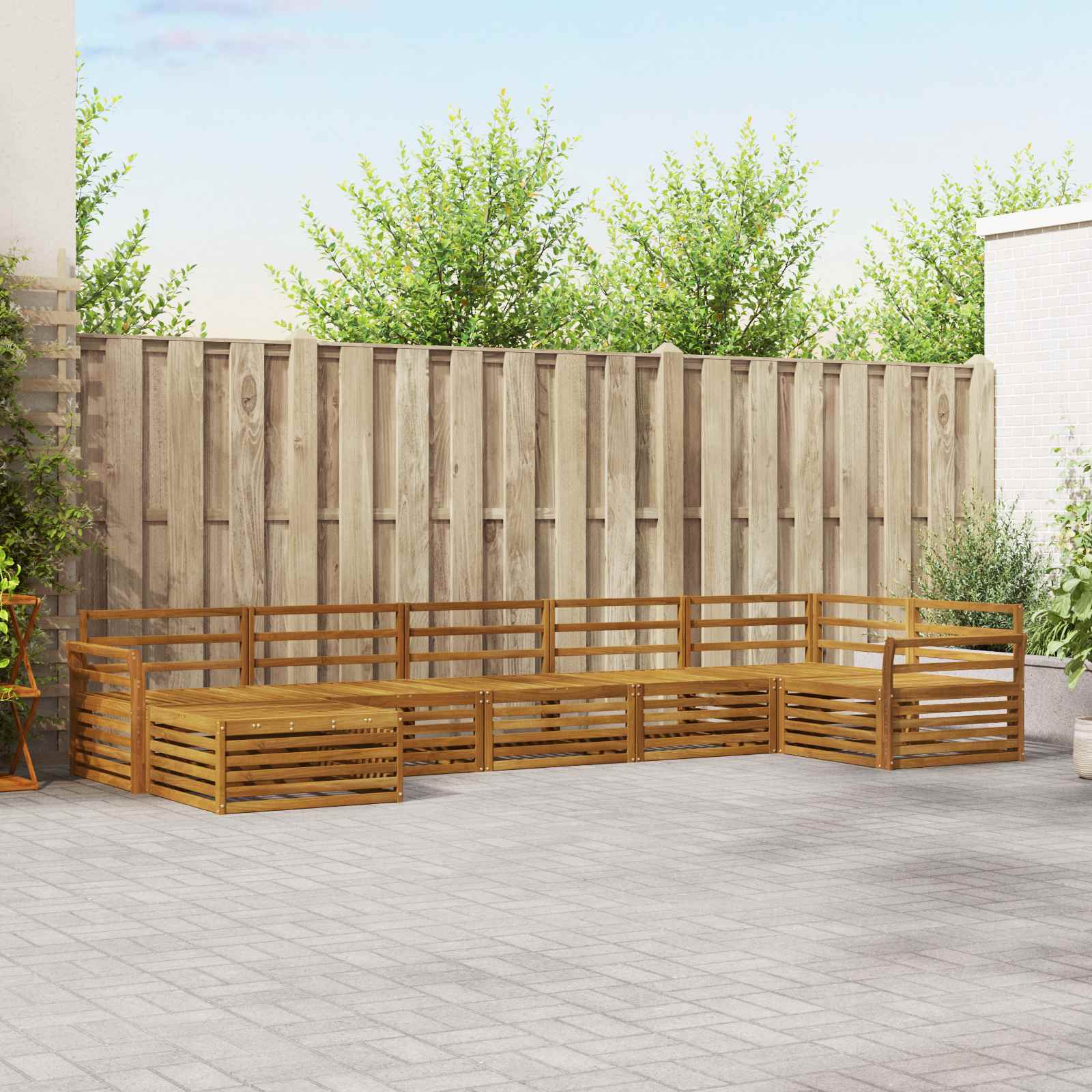 vidaXL vidaXL Outdoor Sofa Set 7 pcs Natural - Garden Sofa Sets