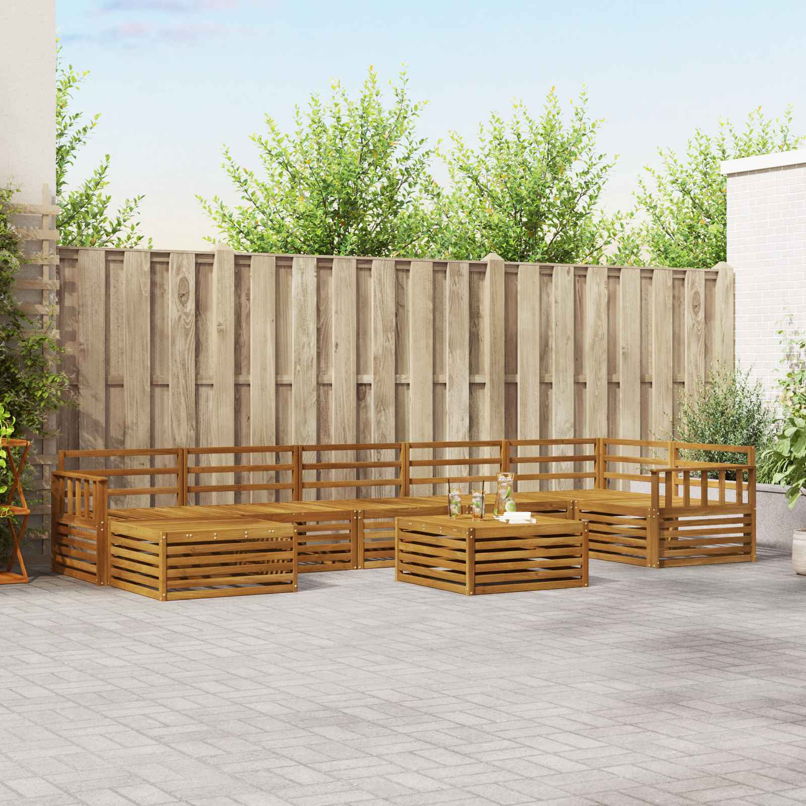vidaXL vidaXL Outdoor Sofa Set 8 pcs Natural - Garden Sofa Sets