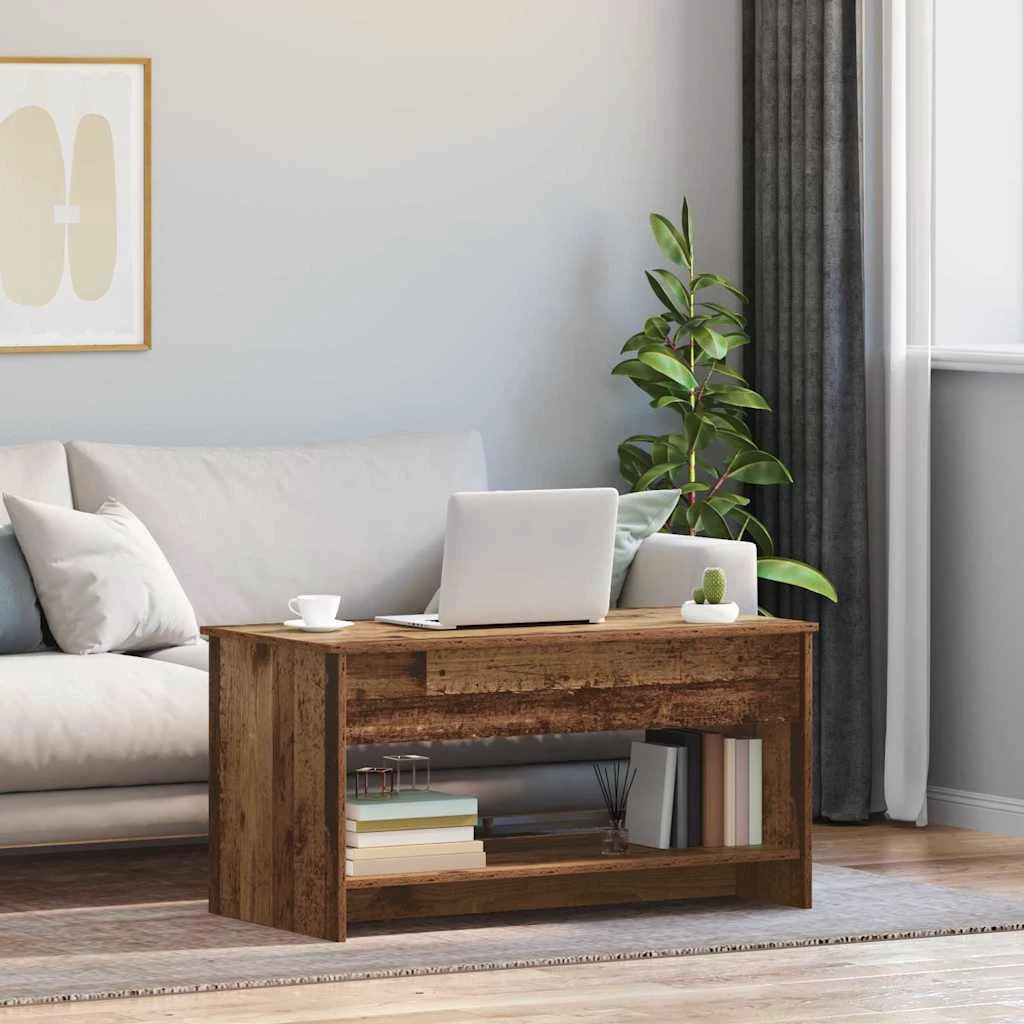 VidaXL Coffee Table 80 x 50.5 x 41.5 cm Rustic Old Wood Engineered Wood With Open Shelf For Living Room by vidaXL