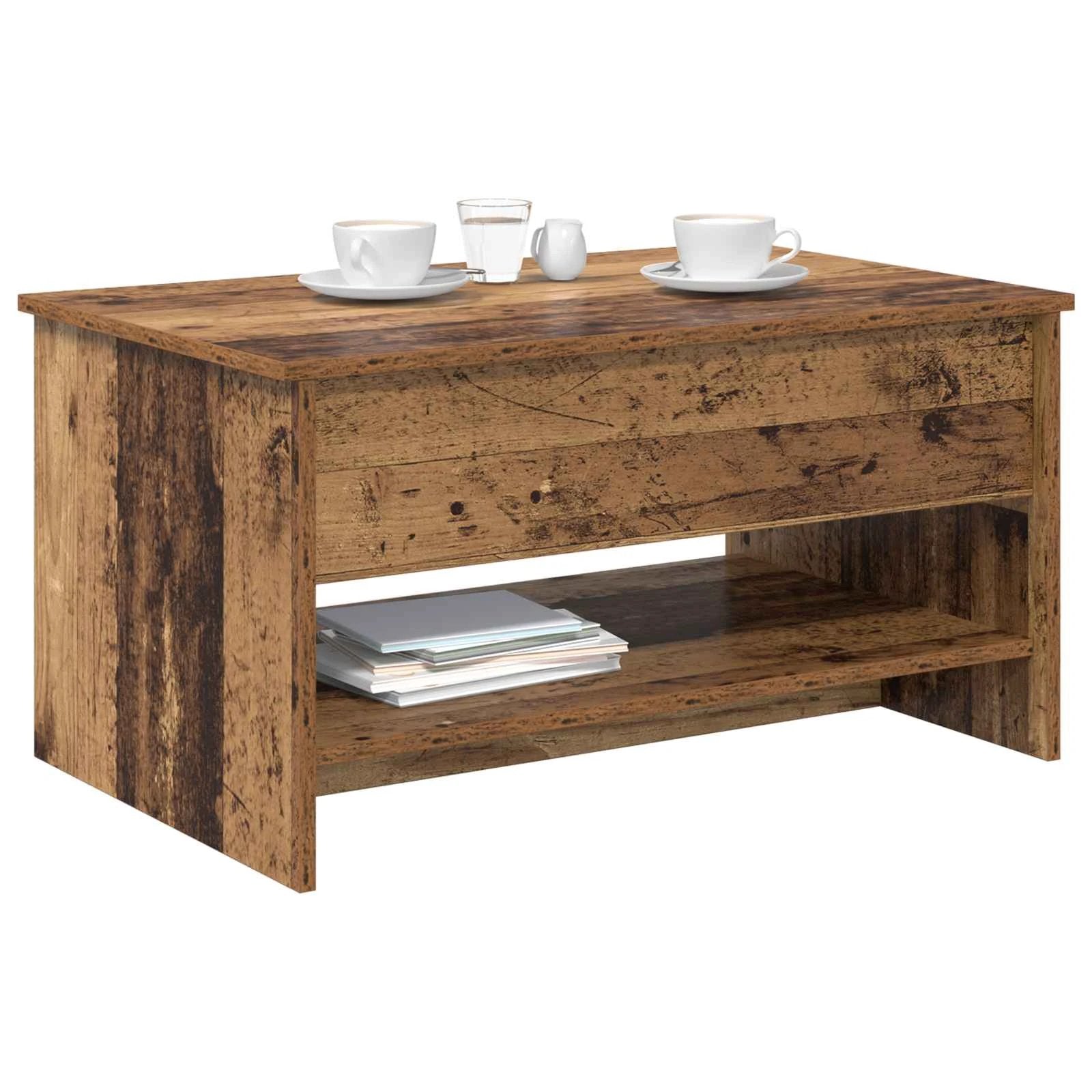 vidaXL VidaXL Coffee Table Old Wood With Rustic Finish 80x50.5x41.5 cm Engineered Wood Living Room Centerpiece - Coffee Table