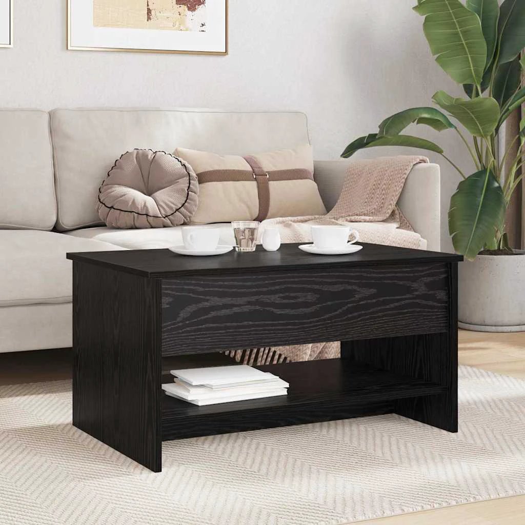 vidaXL VidaXL Coffee Table 80 x 50.5 x 41.5 Cm Black Oak Finish Engineered Wood For Modern Living Room - Coffee Table