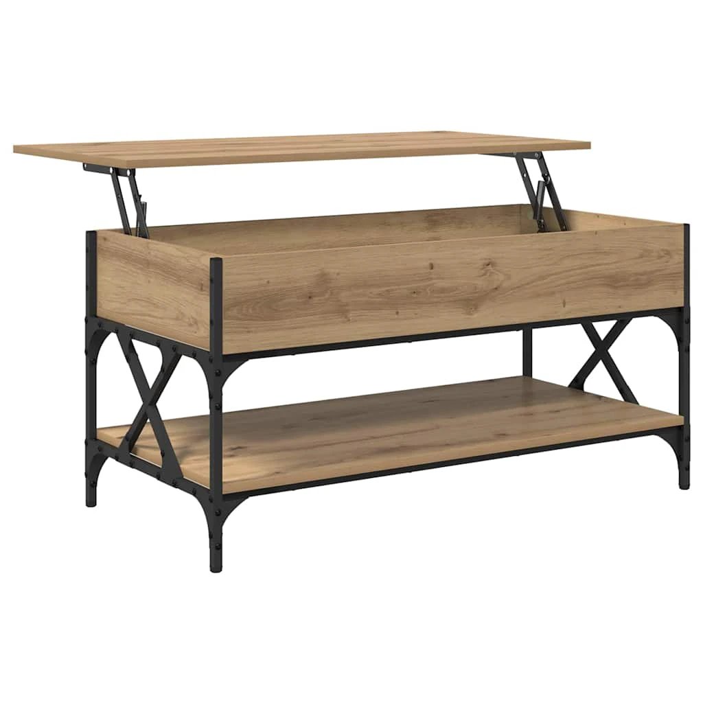 VidaXL Coffee Table 100x50x50cm Lift Top Oak Engineered Wood Living Room Industrial Style by vidaXL