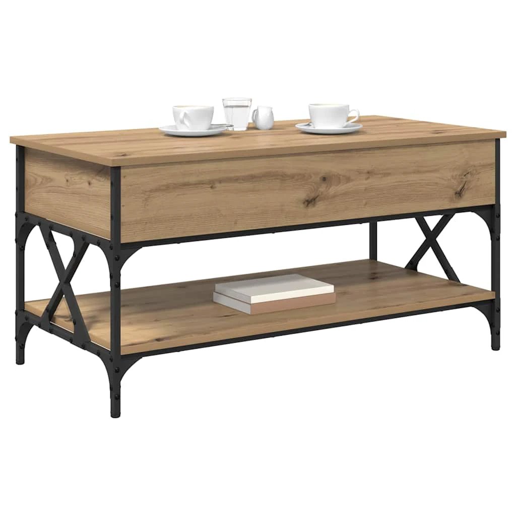 VidaXL Coffee Table 100x50x50cm Lift Top Oak Engineered Wood Living Room Industrial Style by vidaXL