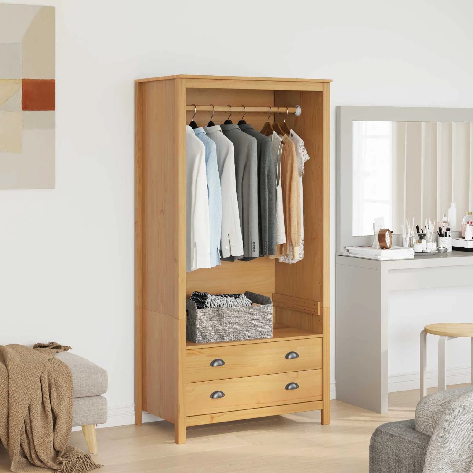 vidaXL vidaXL Wardrobe Hill Honey Brown 84 x 50 x 170 cm Solid Pine Wood - Wardrobe